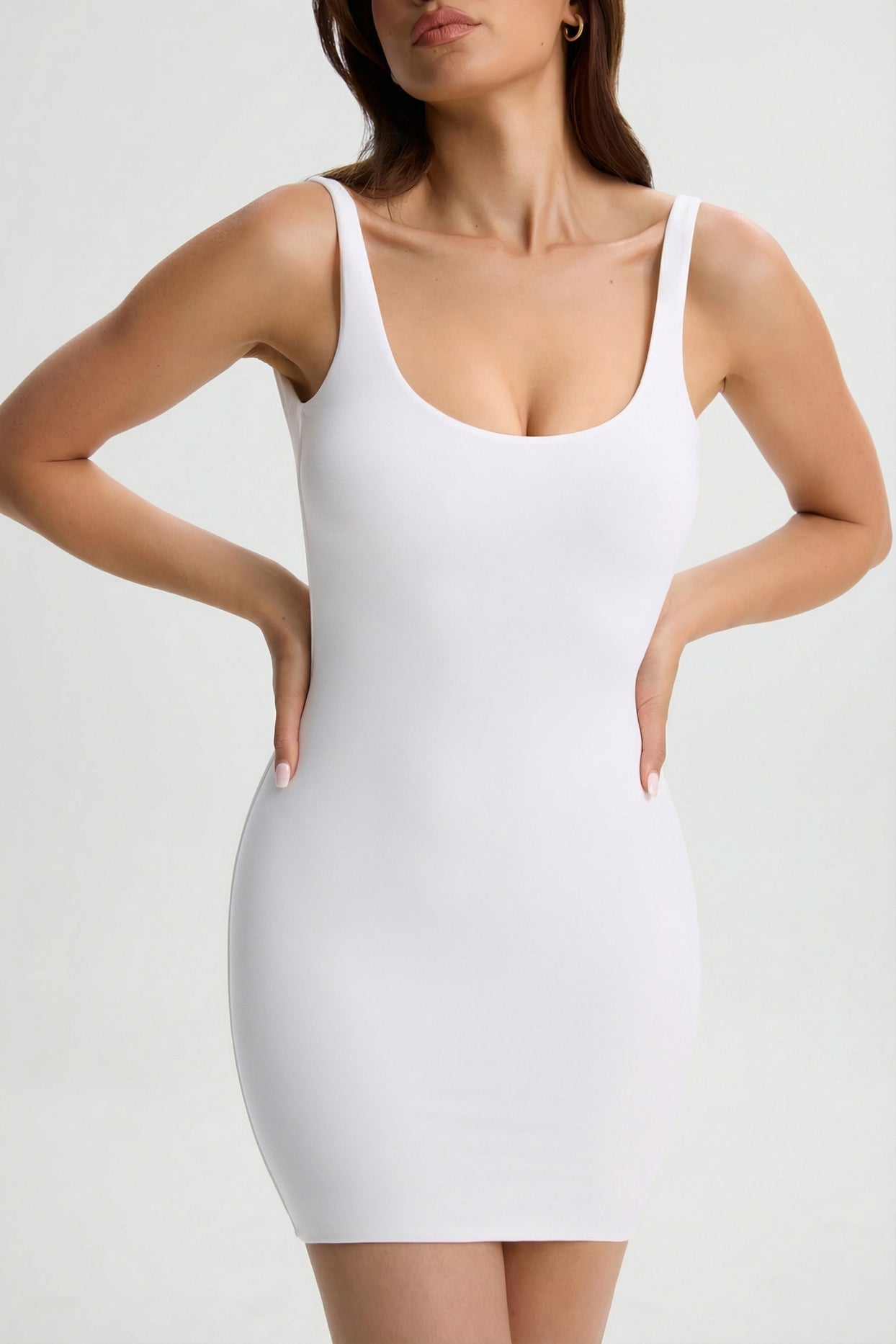Modal Low-Back Bodycon Mini Dress in White - 8
