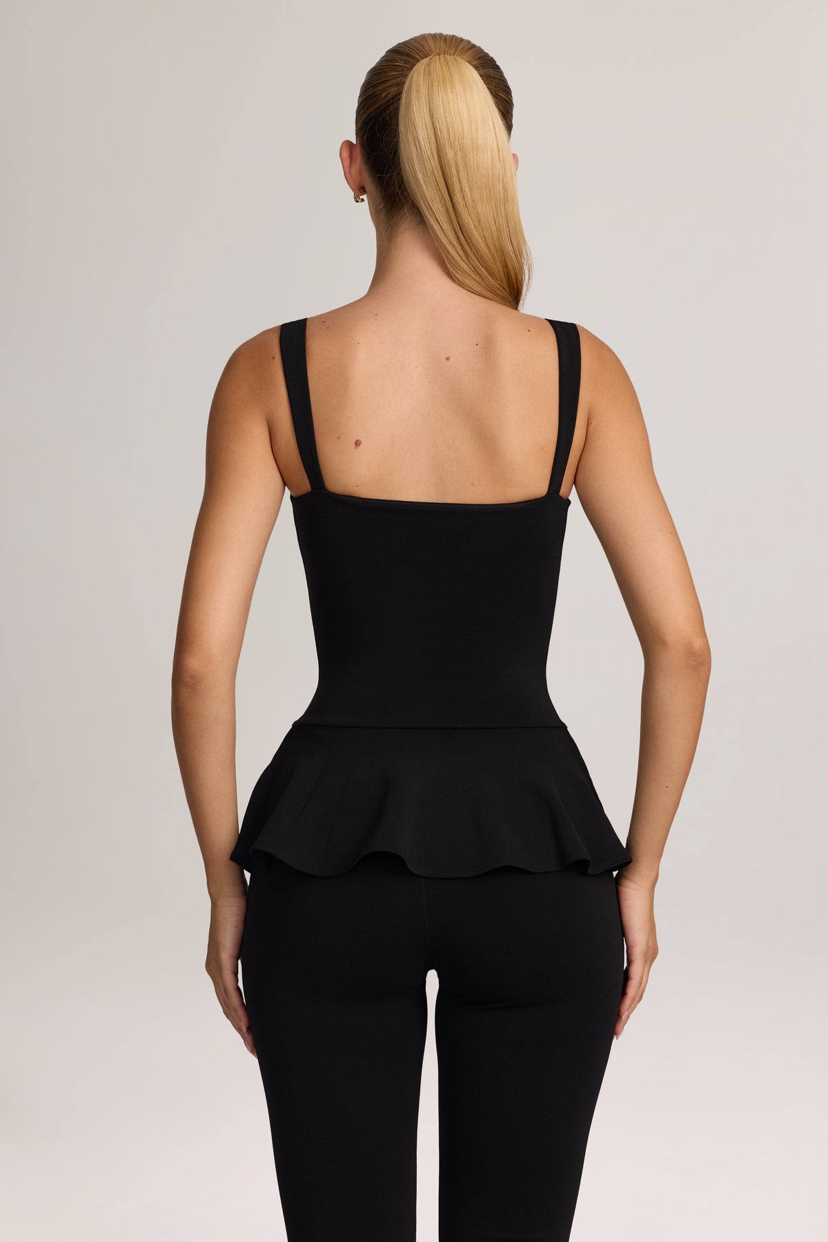 Ponte Peplum Top in Black