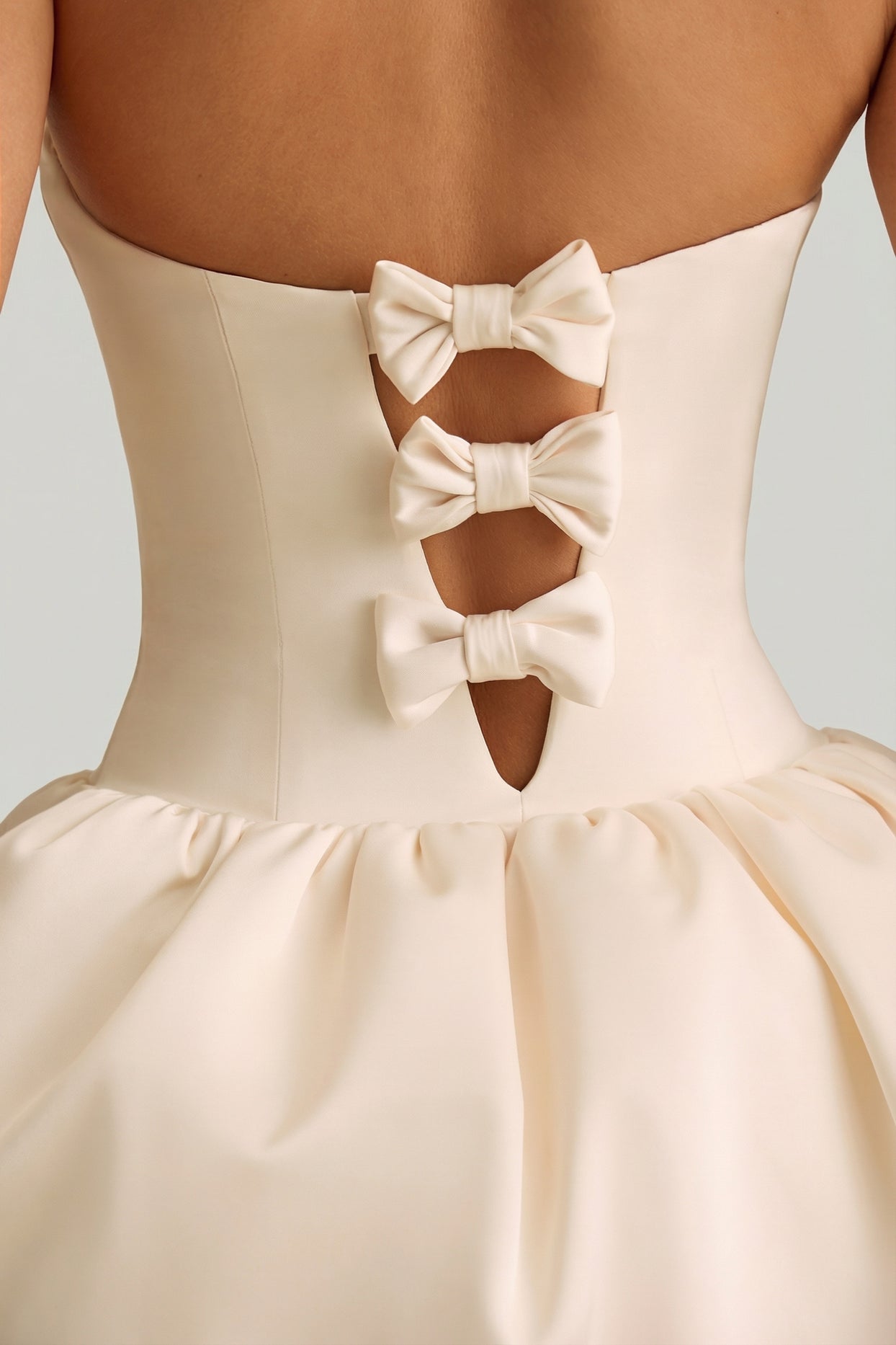 Convertible Bow-Detail Bubble Hem Midaxi Dress in Ivory - 4