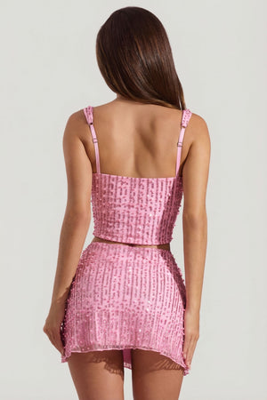 Hina Embellished Low-Rise Mini Skirt in Pink | Oh Polly Hina Embellished Low-Rise Mini Skirt in Pink | Oh Polly