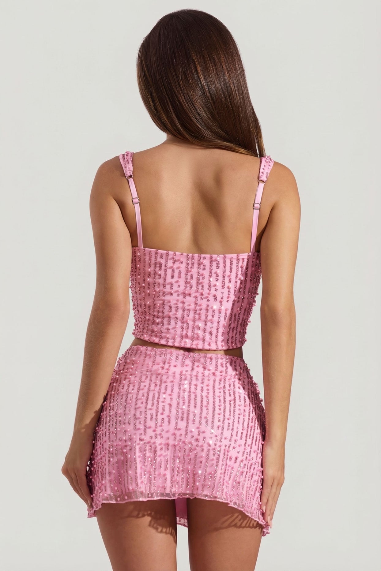 Embellished Low-Rise Mini Skirt in Pink - 2