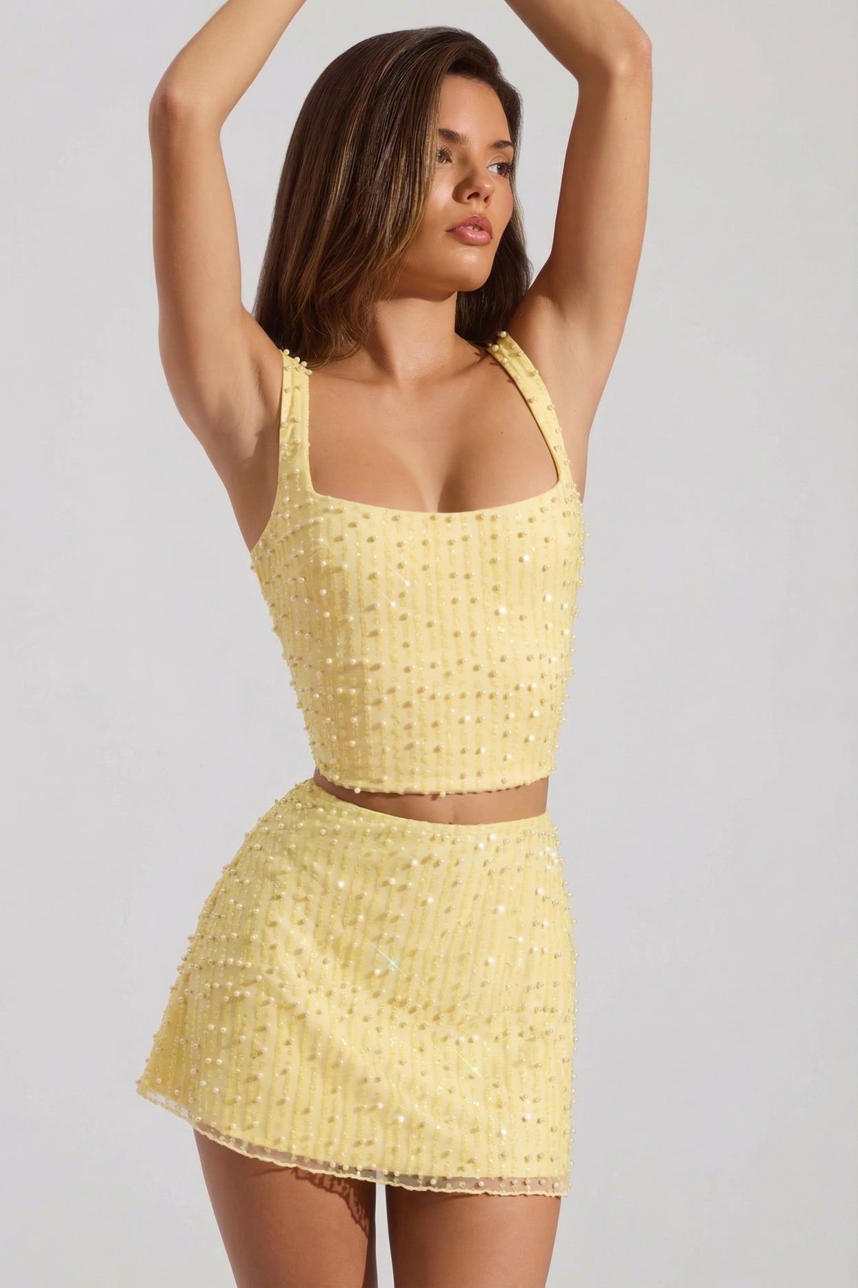 Embellished Low-Rise Mini Skirt in Yellow - 6