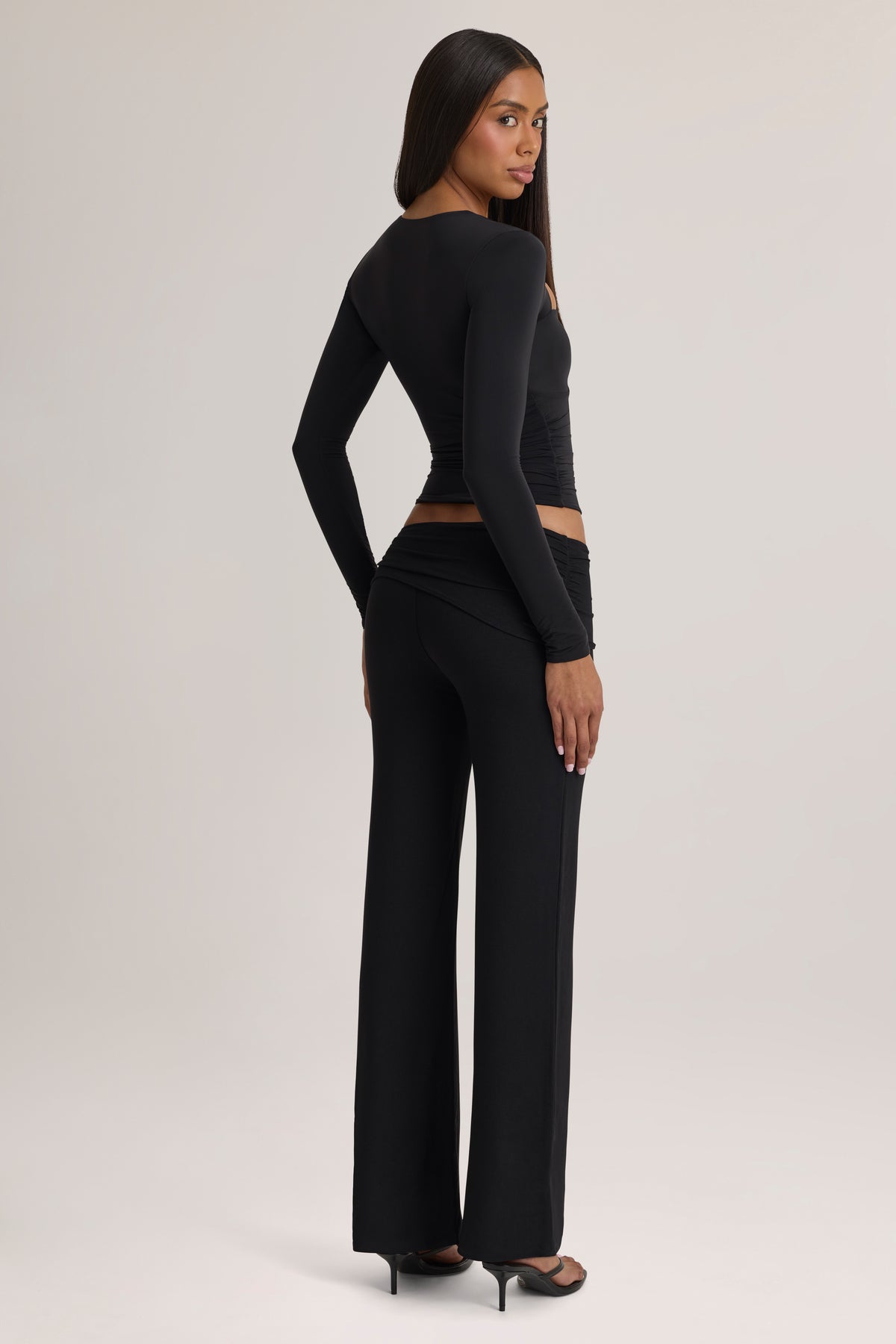 Modal Mid-Rise Trousers in Black