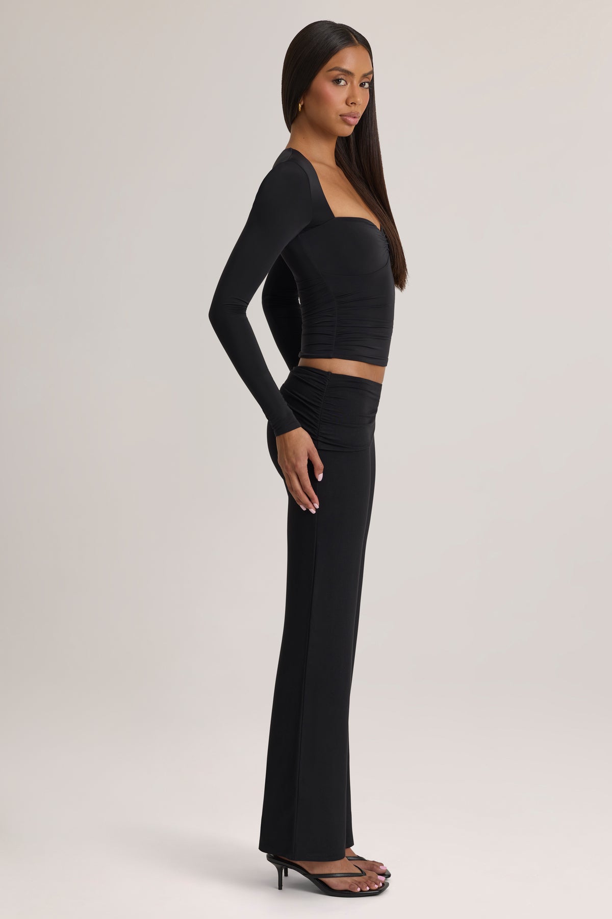 Modal Mid-Rise Trousers in Black