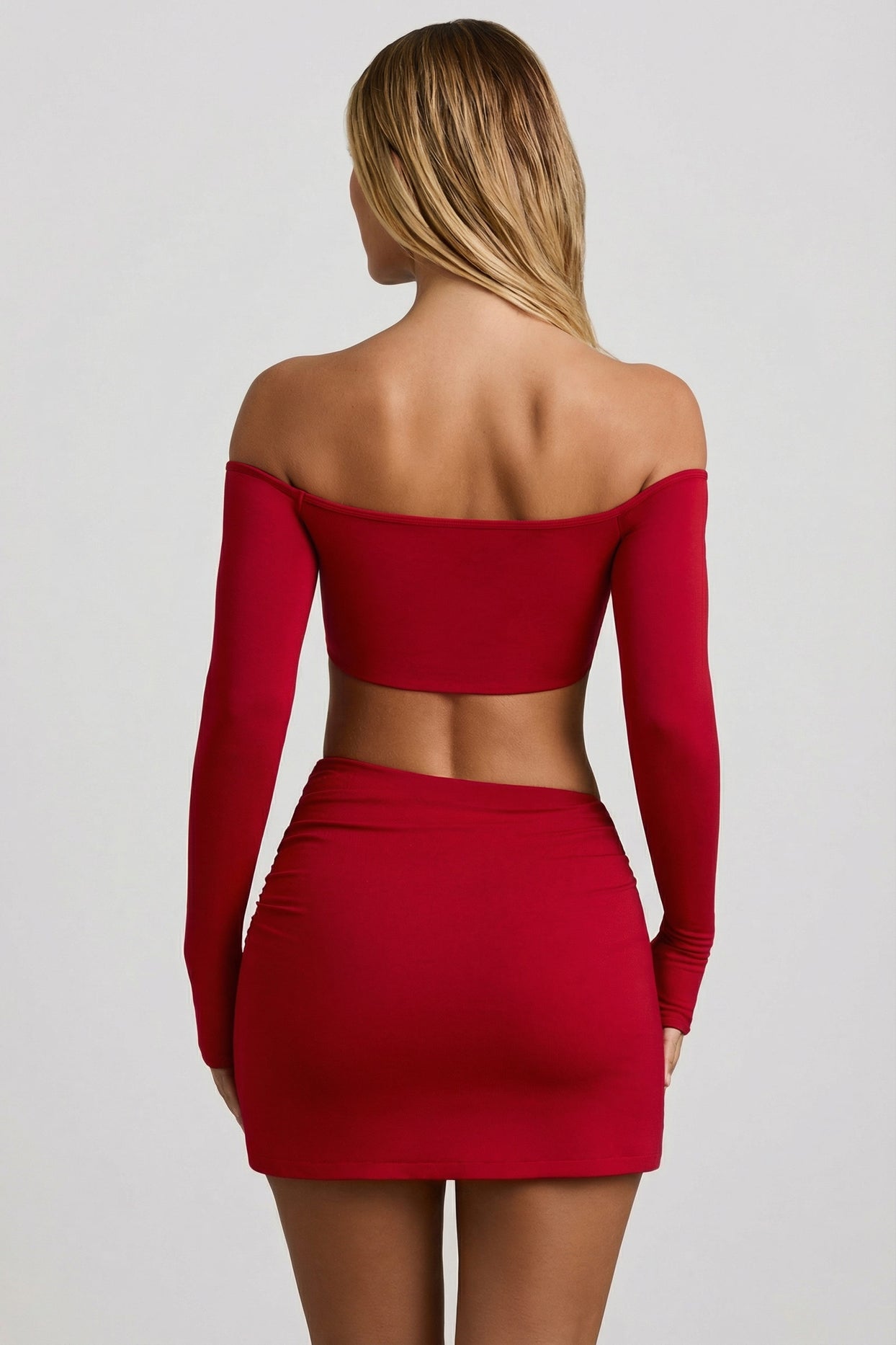 Modal Contrast-Trim Crop Top in Red - 2