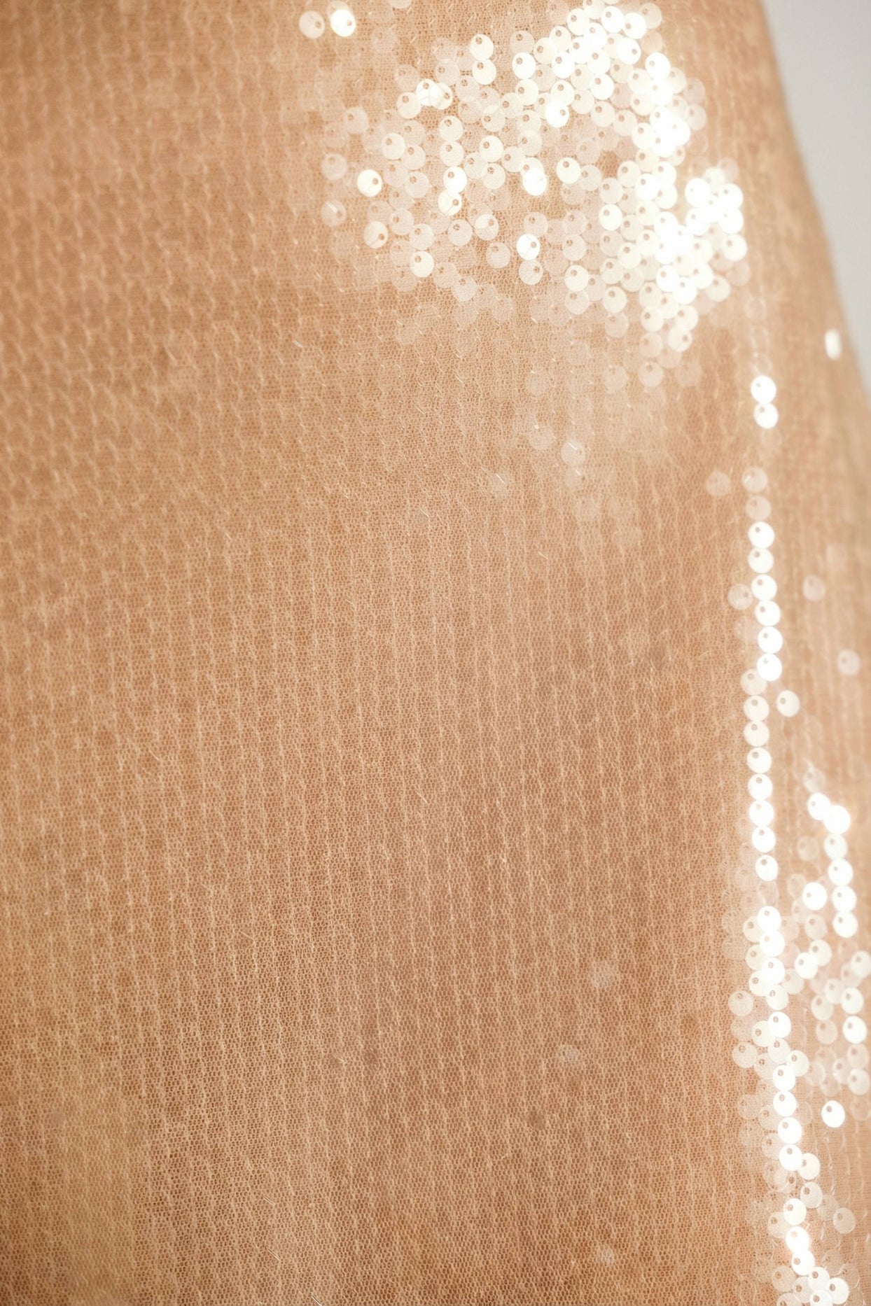 Sheer Sequin One Shoulder Cut Out Maxi Dress in Tan - 9