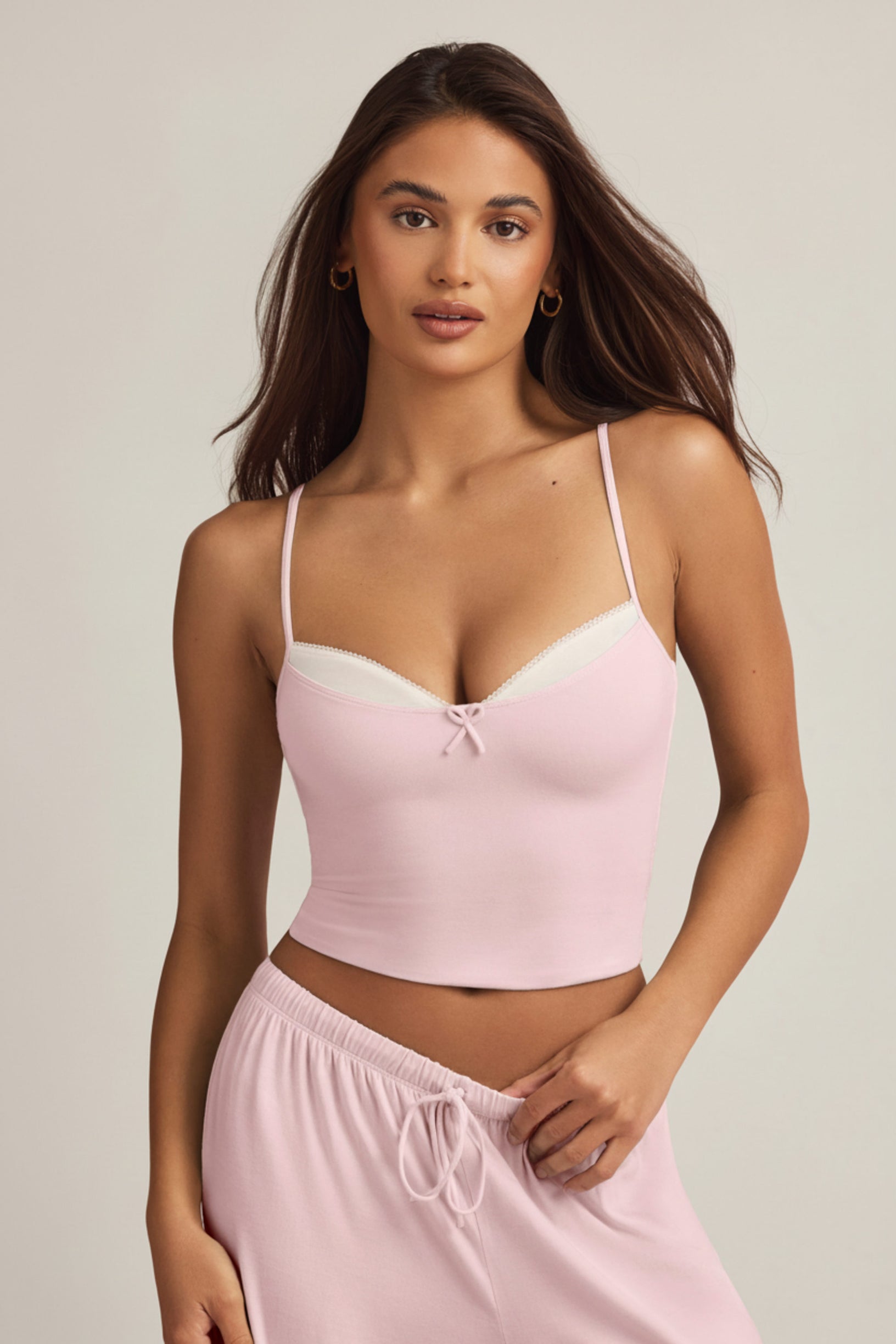 Modal Camisole Pyjama Top in Baby Pink - 1