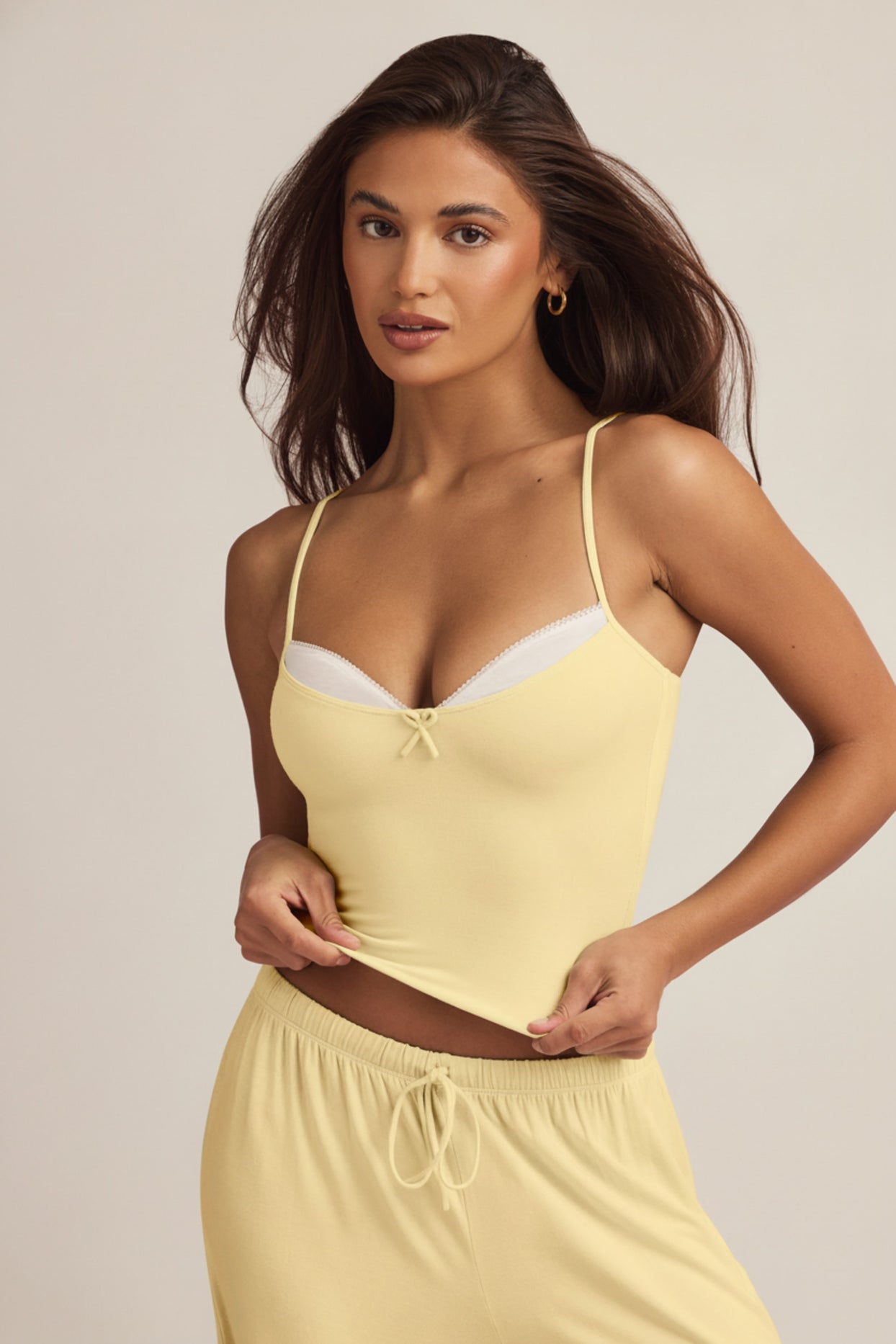 Modal Camisole Pyjama Top in Pastel Yellow - 5