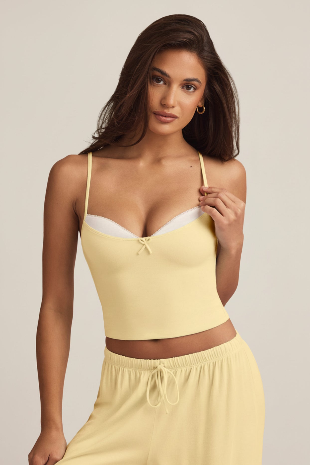 Modal Camisole Pyjama Top in Pastel Yellow - 7
