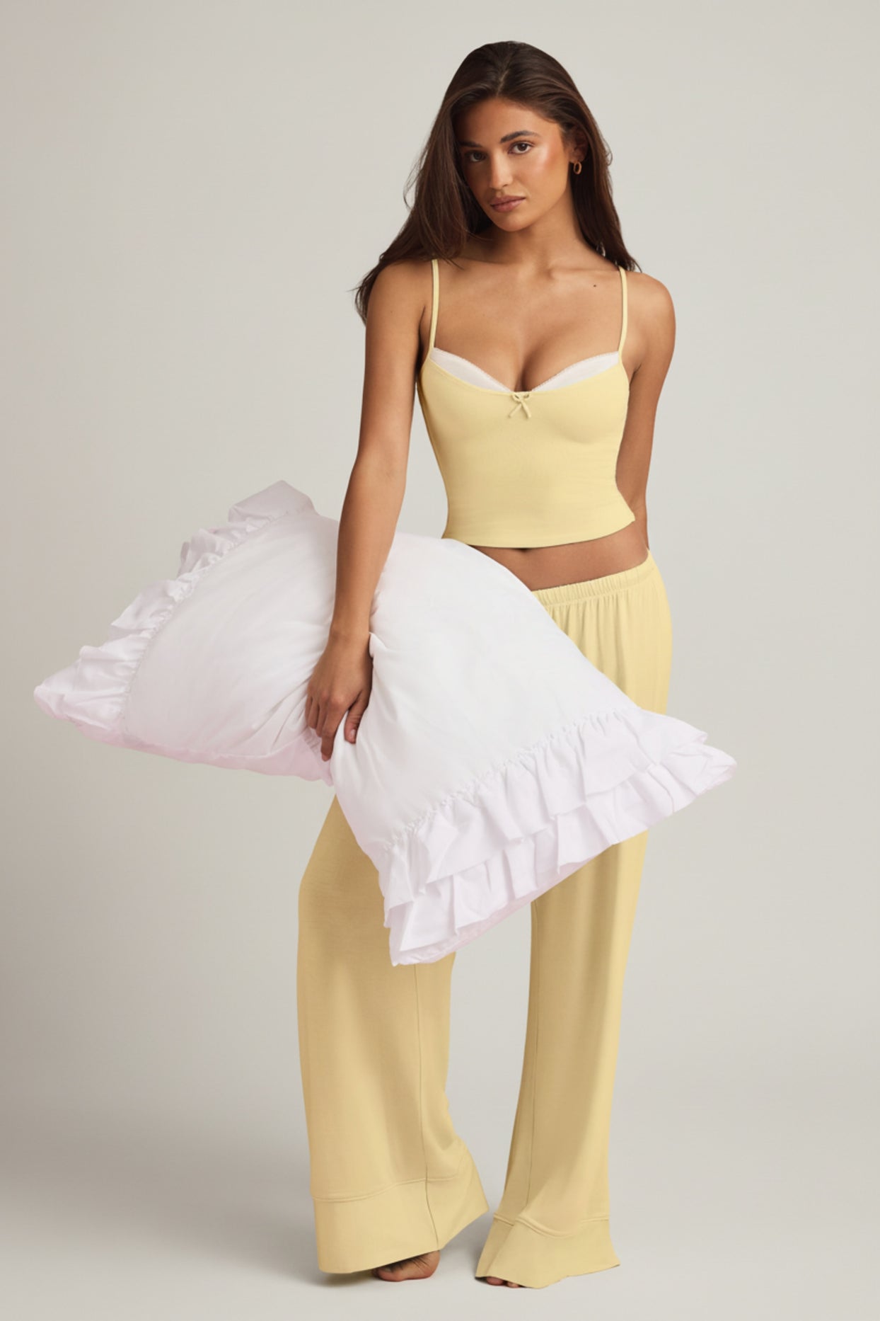 Modal Camisole Pyjama Top in Pastel Yellow - 6
