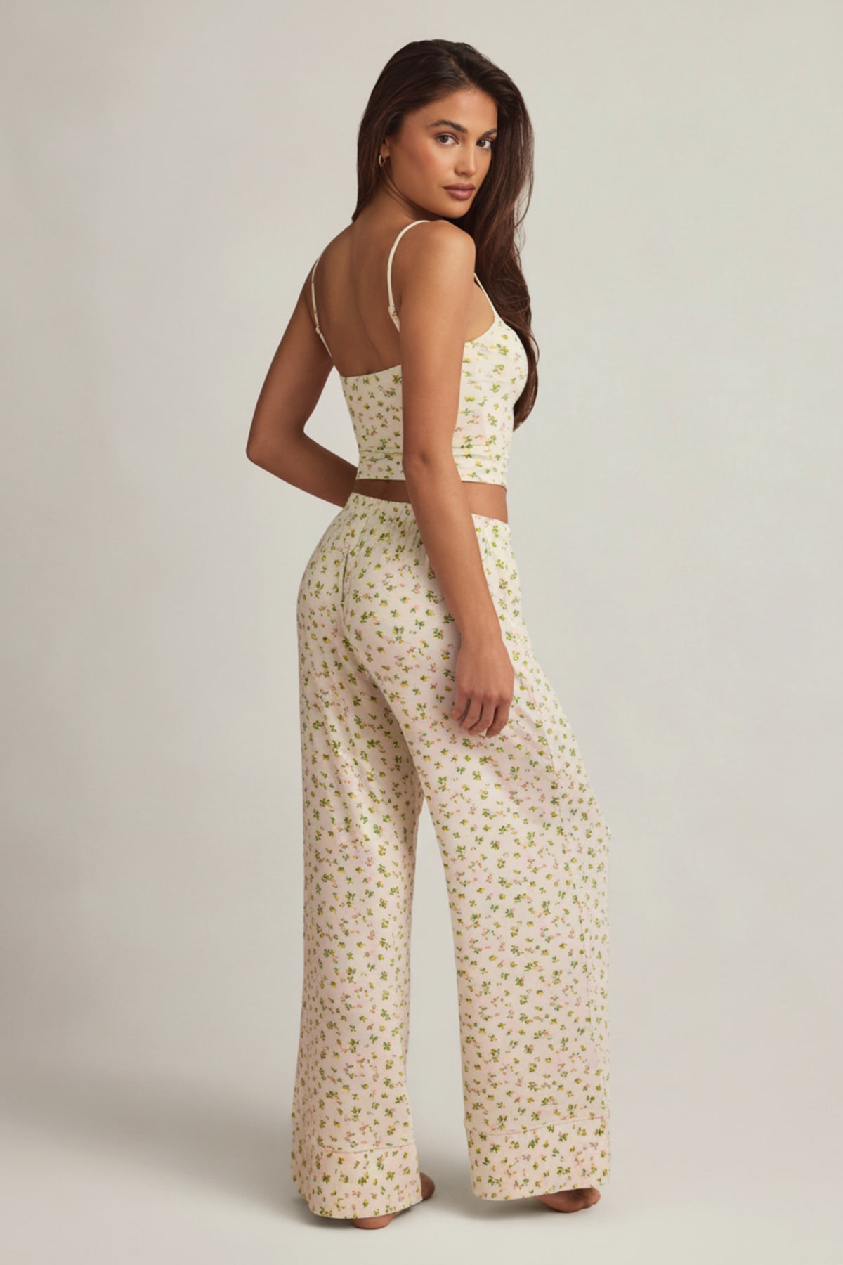 Modal Mid-Rise Pyjama Trousers in Lemon Print
