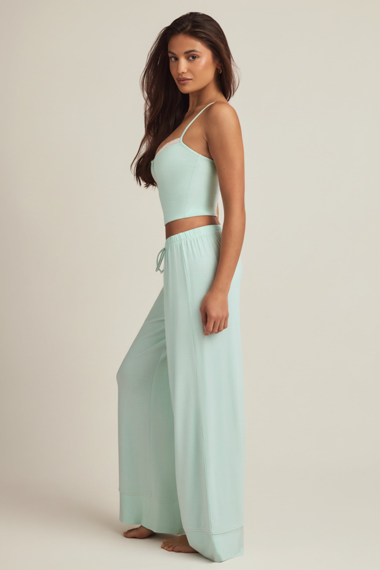 Modal Mid-Rise Pyjama Trousers in Mint - 7