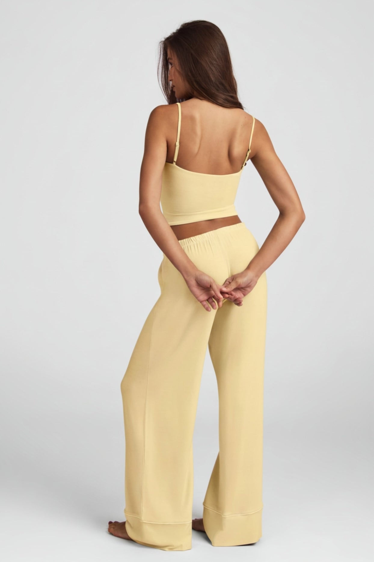 Modal Mid-Rise Pyjama Trousers in Pastel Yellow - 3