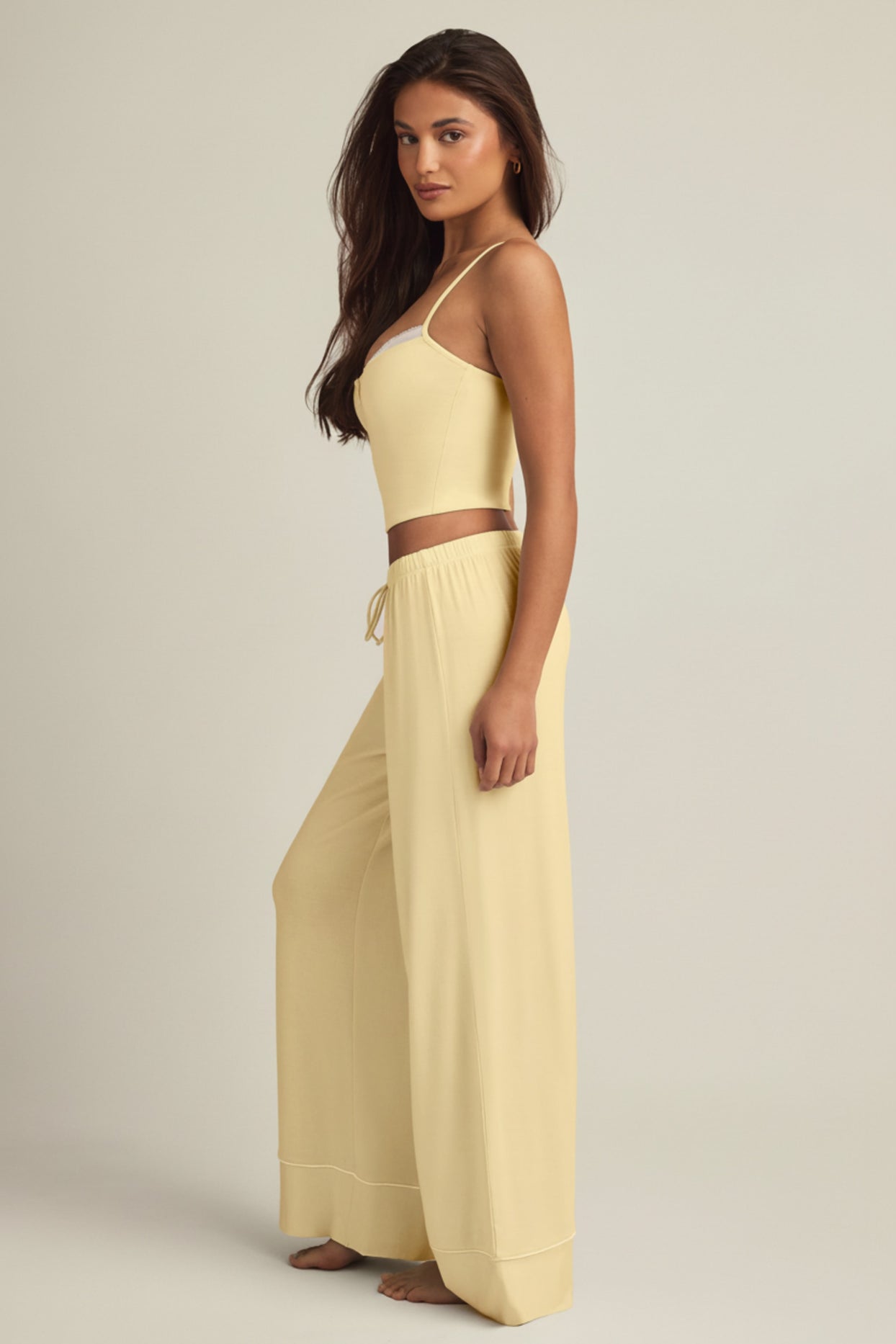 Modal Mid-Rise Pyjama Trousers in Pastel Yellow - 4