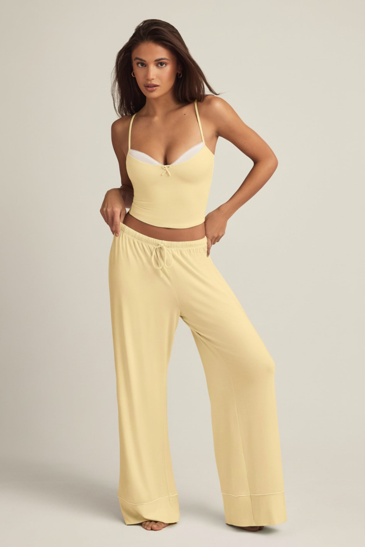 Modal Mid-Rise Pyjama Trousers in Pastel Yellow - 6