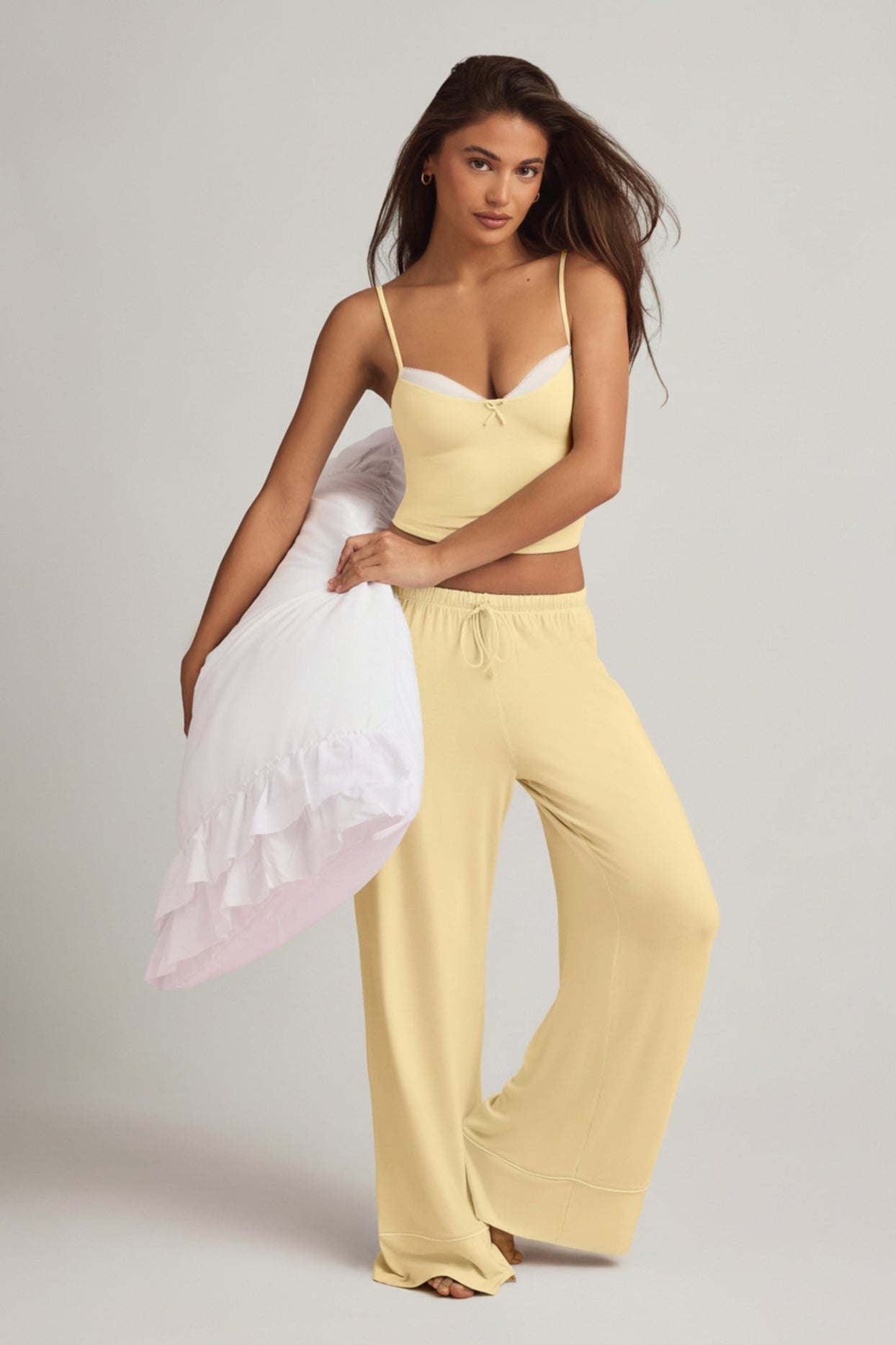 Modal Mid-Rise Pyjama Trousers in Pastel Yellow - 1