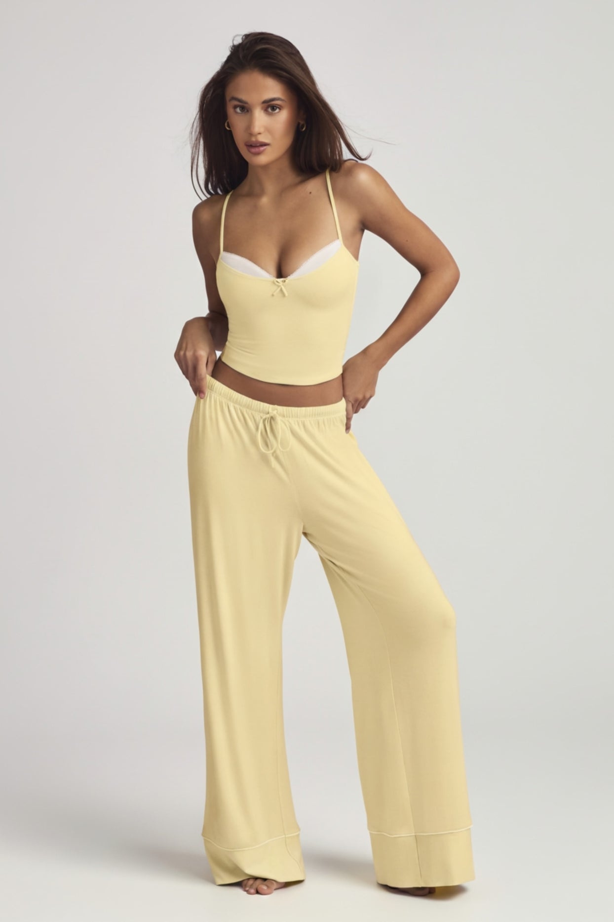 Modal Mid-Rise Pyjama Trousers in Pastel Yellow - 5