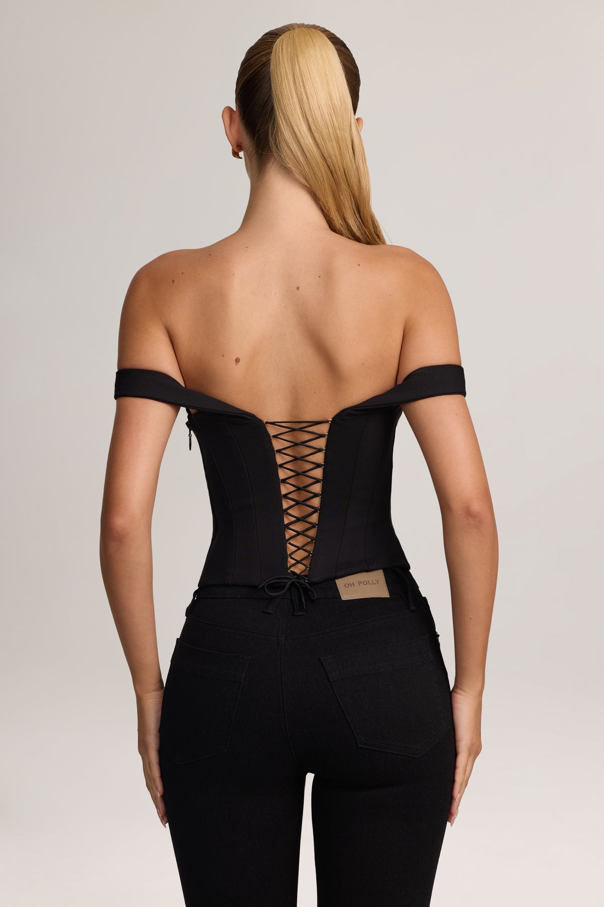 Ponte Bardot Corset Top in Black