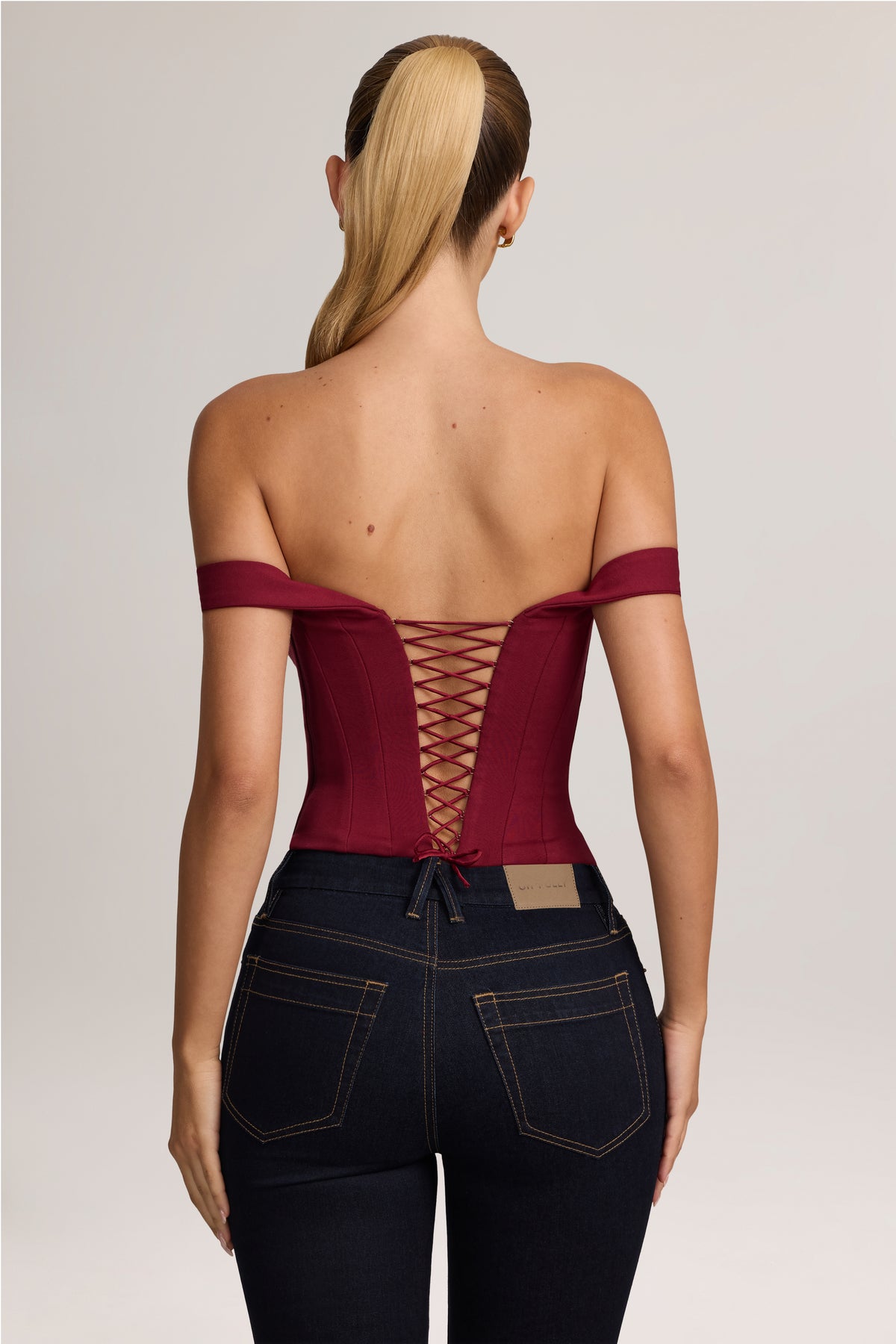 Ponte Bardot Corset Top in Wine