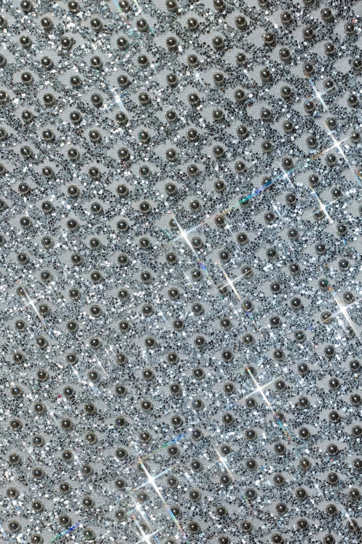 Embellished Low-Rise Mini Skirt in Silver - 6