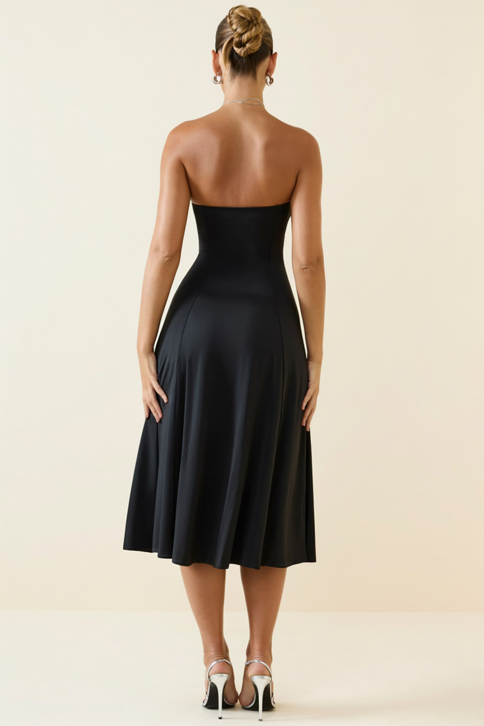 Slinky Jersey Strapless A-Line Midaxi Dress in Black - 2