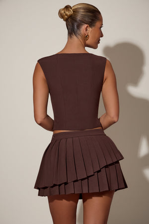 Open-Front Crop Top in Chocolate Brown