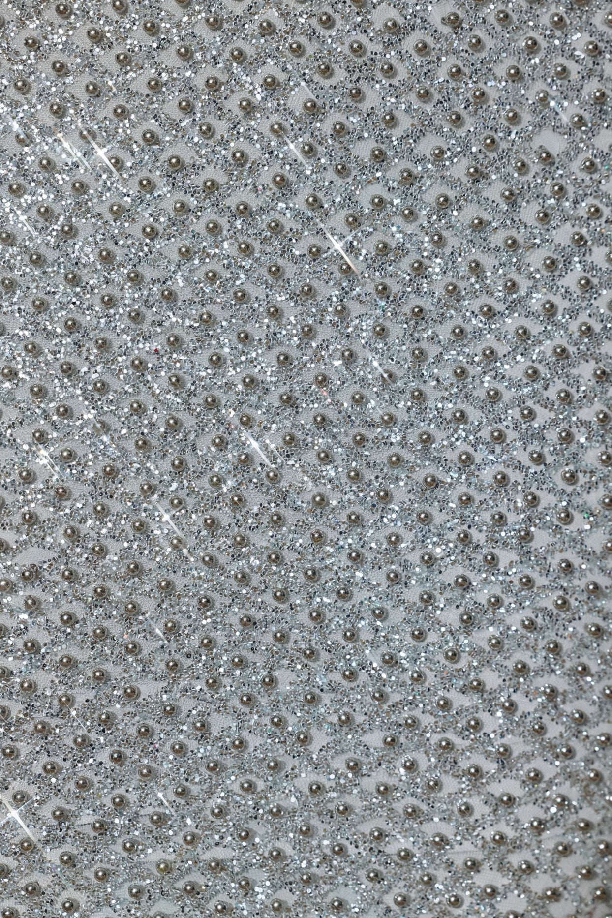 Embellished Cut-Out Gown in Silver - 5