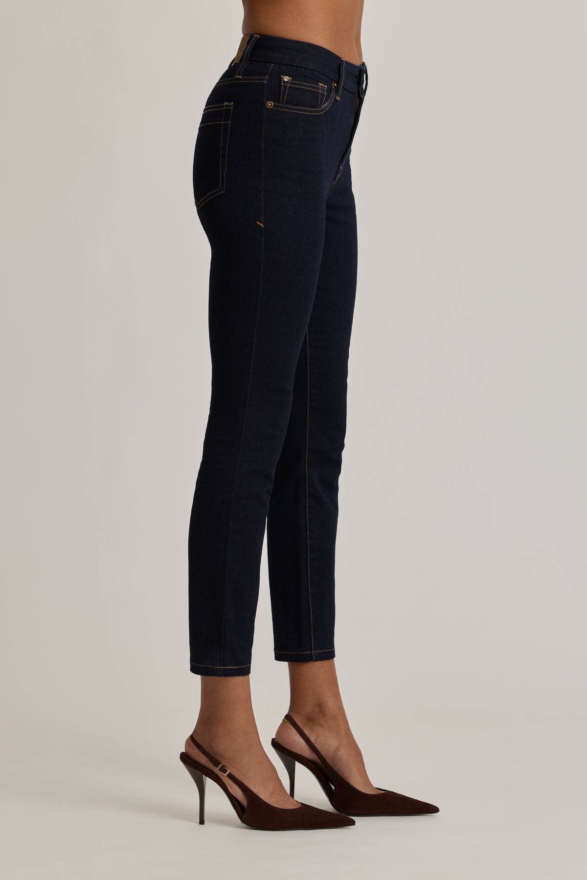 High-Rise Cropped Skinny Jeans in Dark Wash
