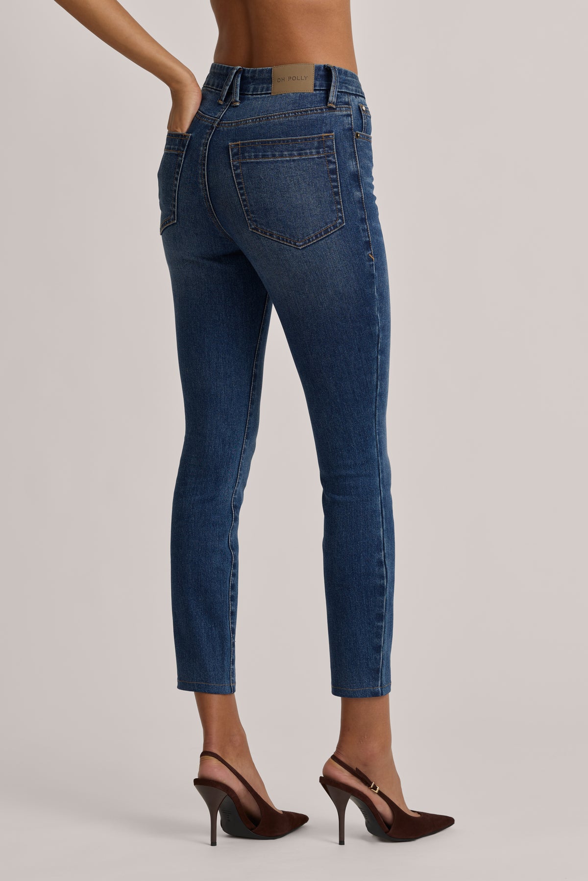 High-Rise Cropped Skinny Jeans in Mid Wash - 1