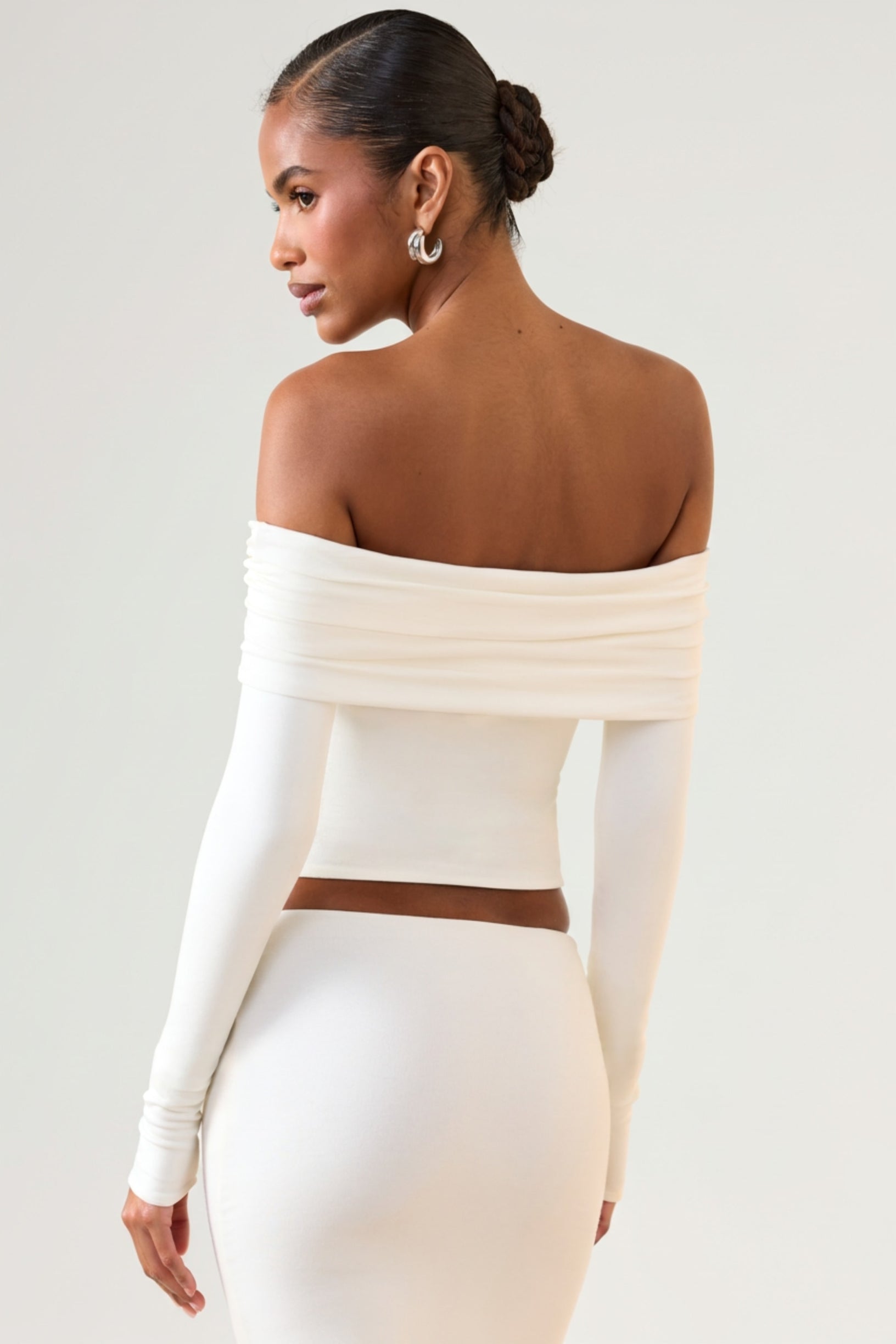 Modal Off-Shoulder Long-Sleeve Top in White - 2