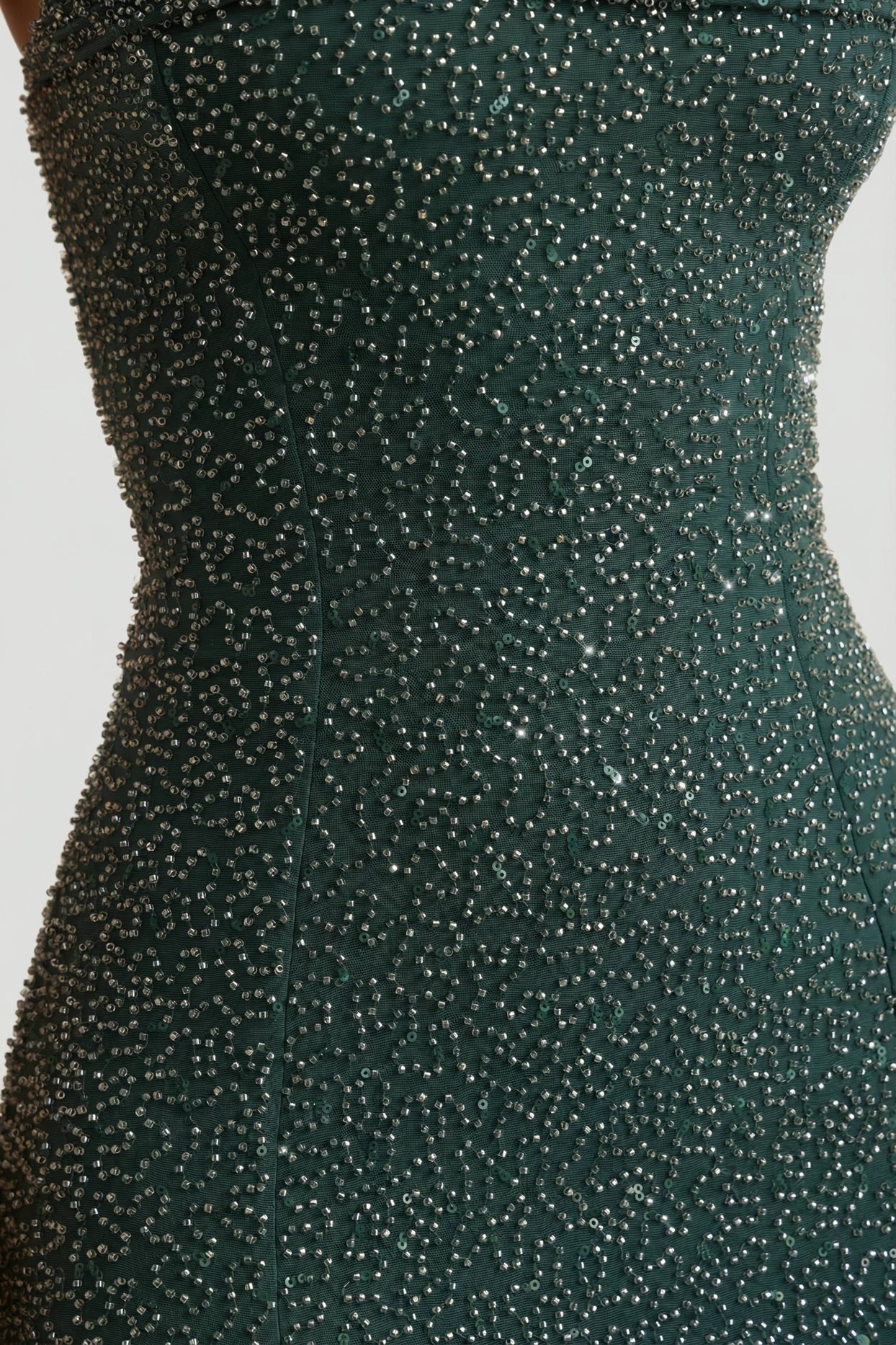 Embellished Strapless Cowl-Neck Maxi Dress in Emerald Green - 6