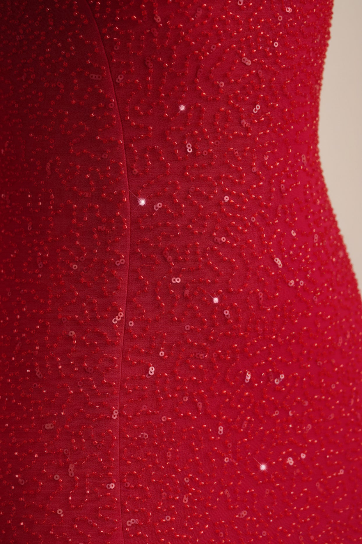 Embellished Strapless Cowl-Neck Maxi Dress in Rouge - 4