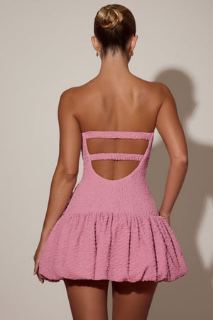 Cut-Out Bubble Hem Corset Mini Dress in Dusty Pink