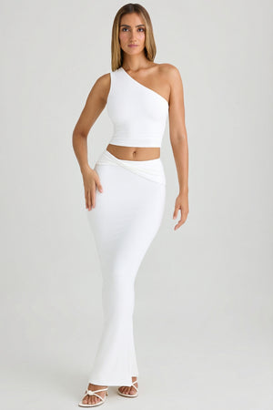 Modal Twist-Front Maxi Skirt in White
