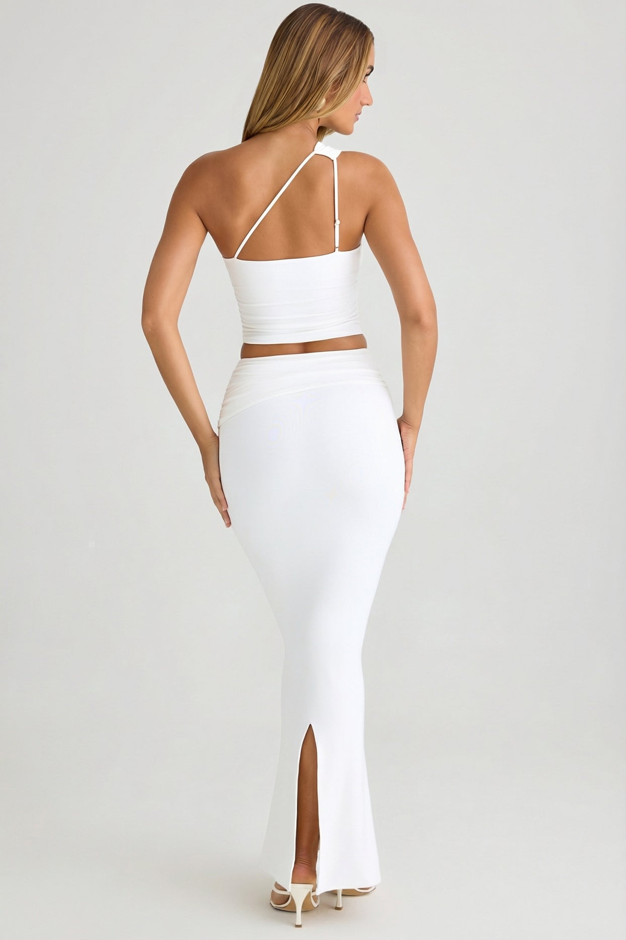 Modal Twist-Front Maxi Skirt in White - 2