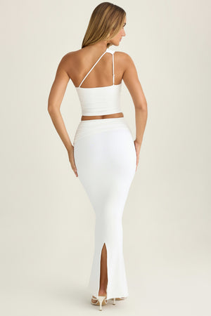 Modal Twist-Front Maxi Skirt in White
