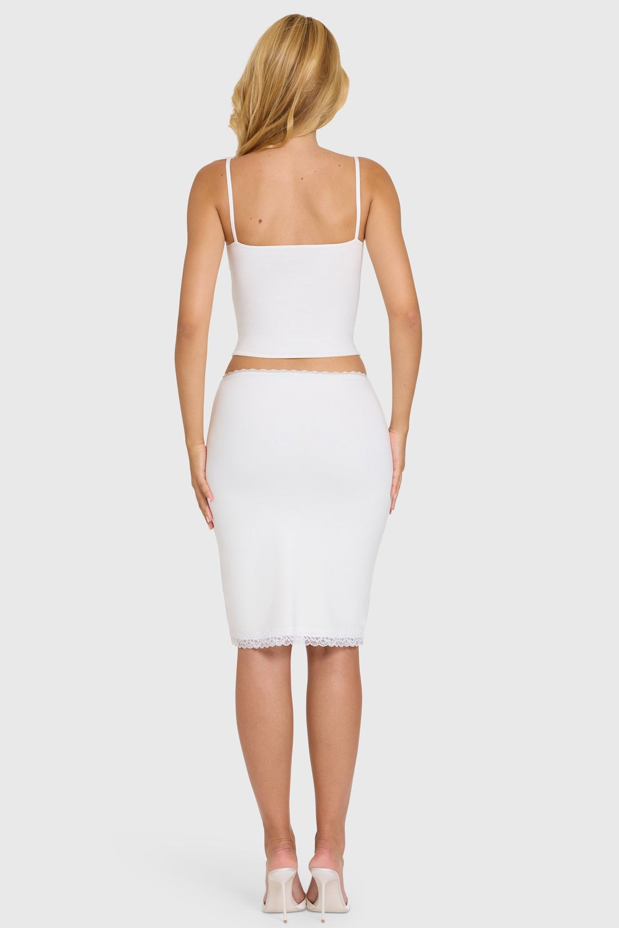 Modal Lace-Trim Midi Skirt in Coconut - 7