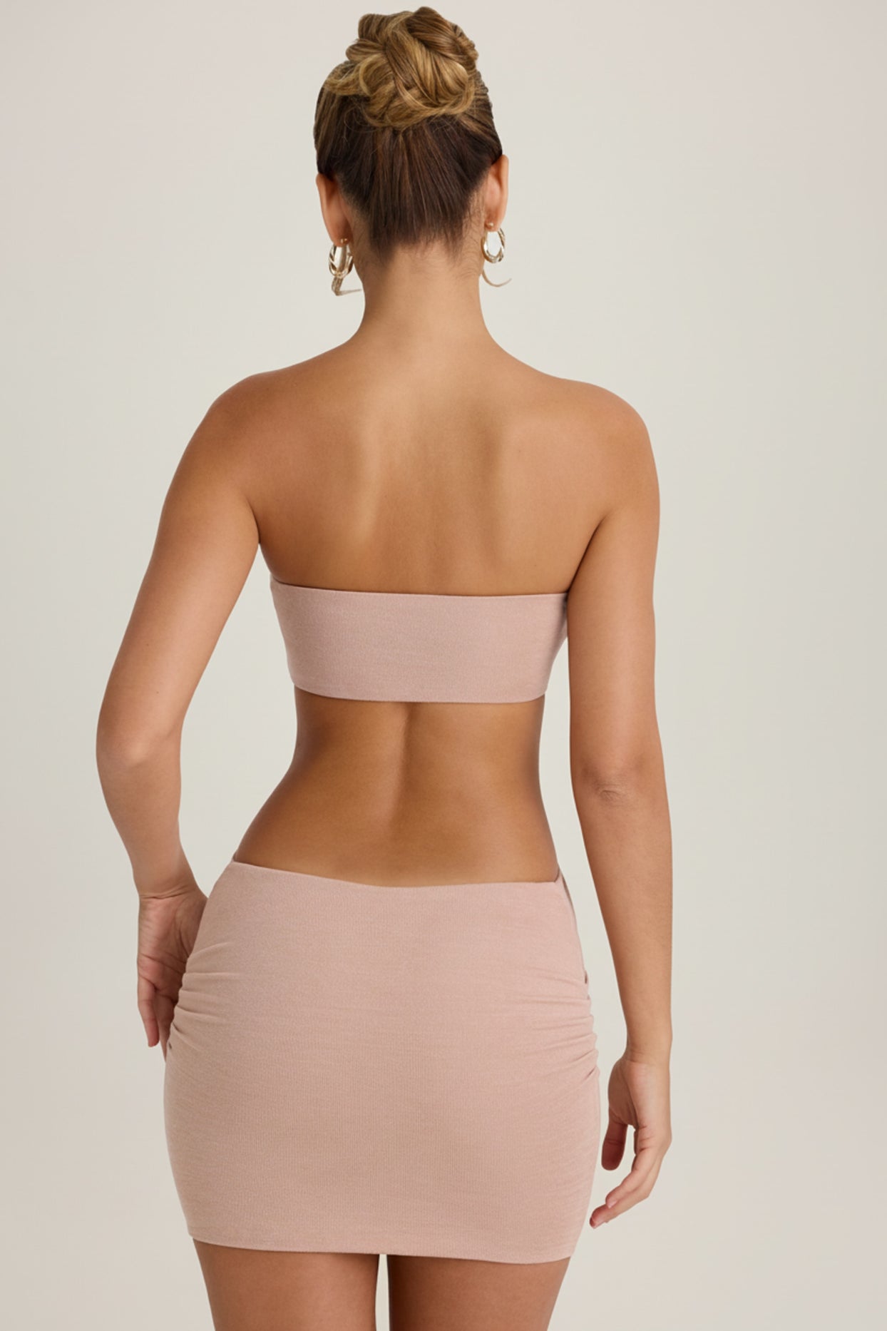 Bandeau Cut-Out Mini Dress in Warm Peach - 2