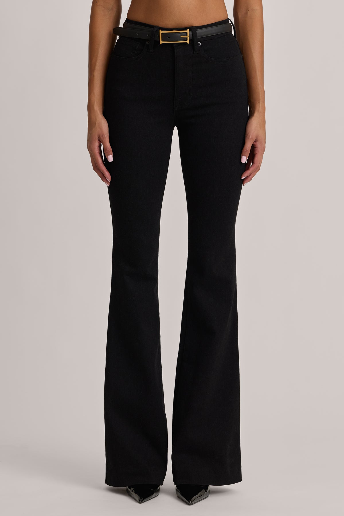 High-Rise Flared Jeans in Black Wash
