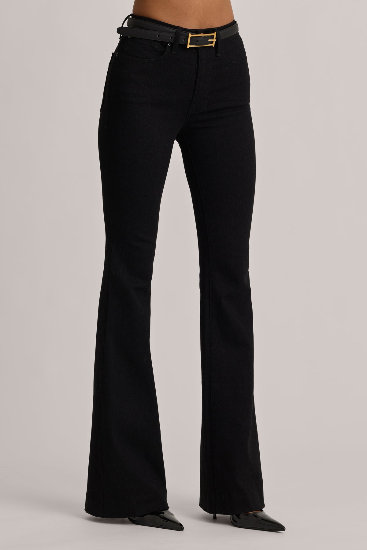 High-Rise Flared Jeans in Black Wash