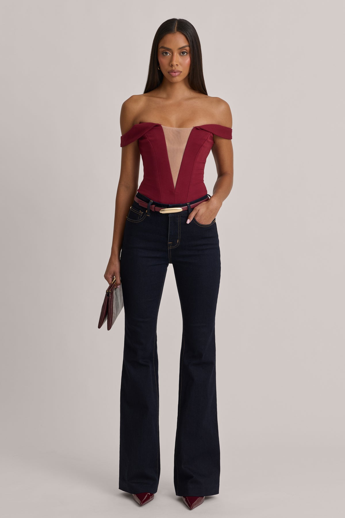 High-Rise Flared Jeans in Dark Wash