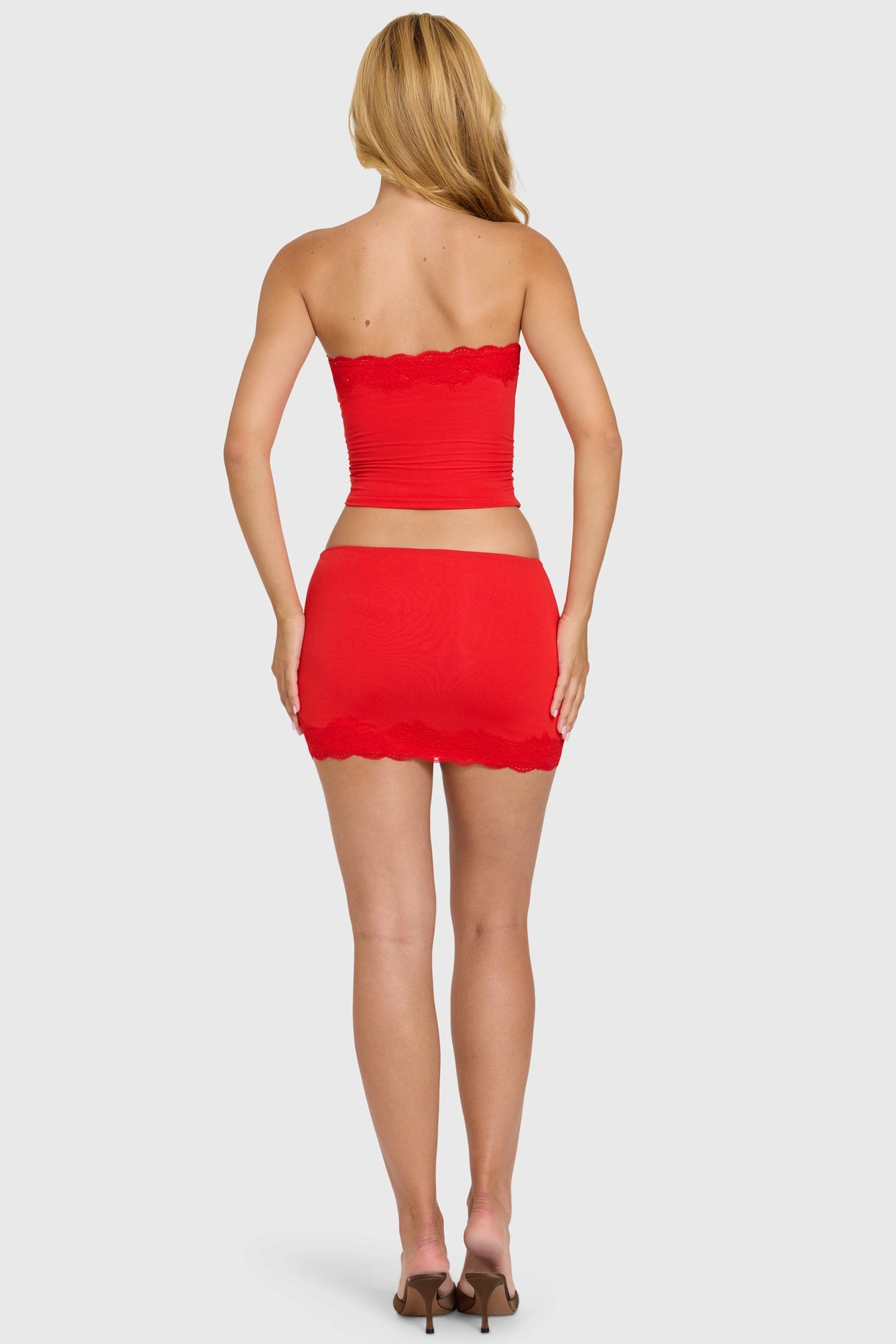 Modal Lace-Trim Skort in Cherry - 5