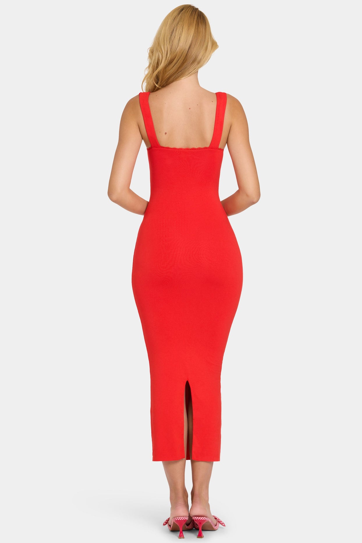 Modal Lace-Trim Midaxi Dress in Cherry - 6