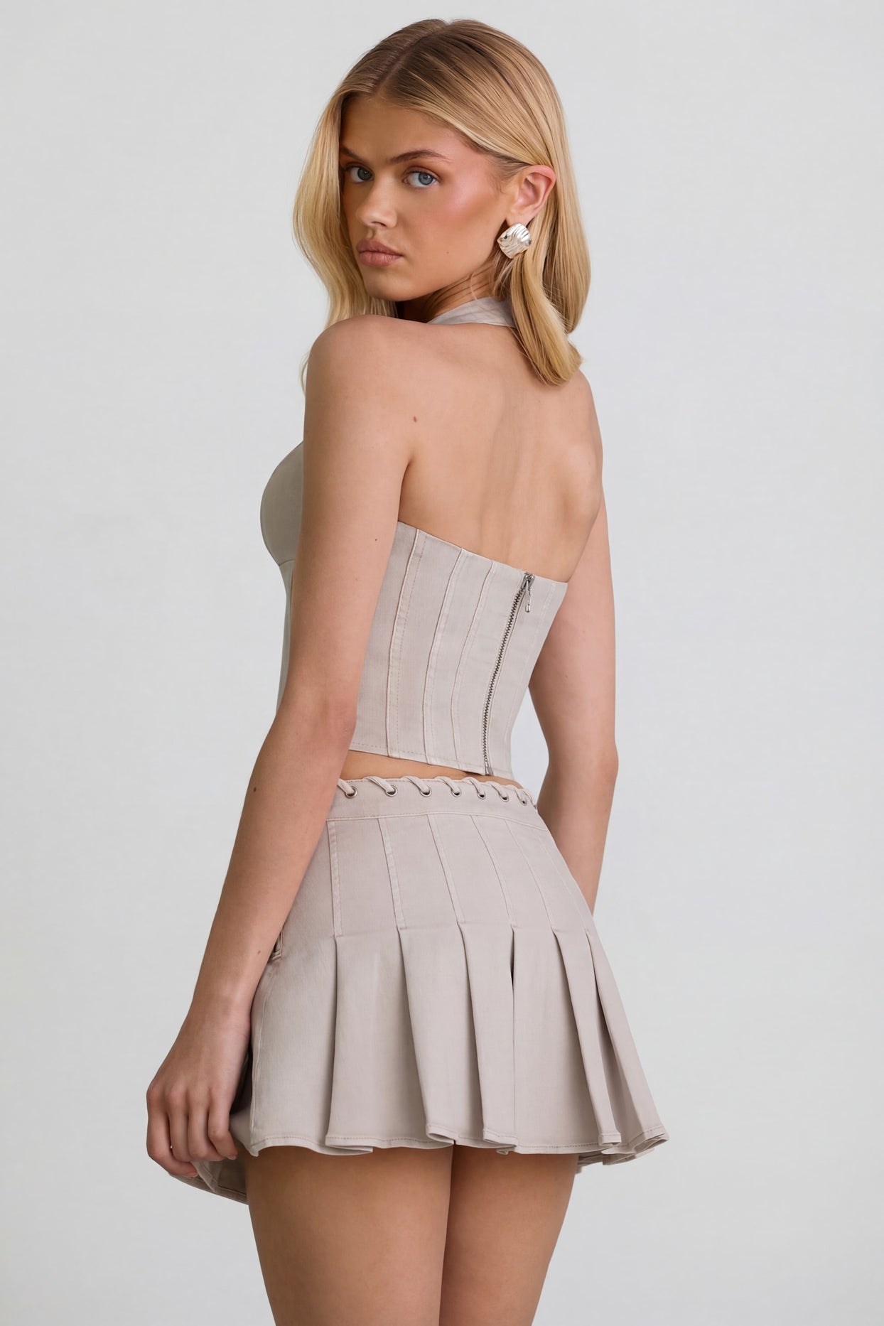 Halterneck Corset Top in Ecru - 7