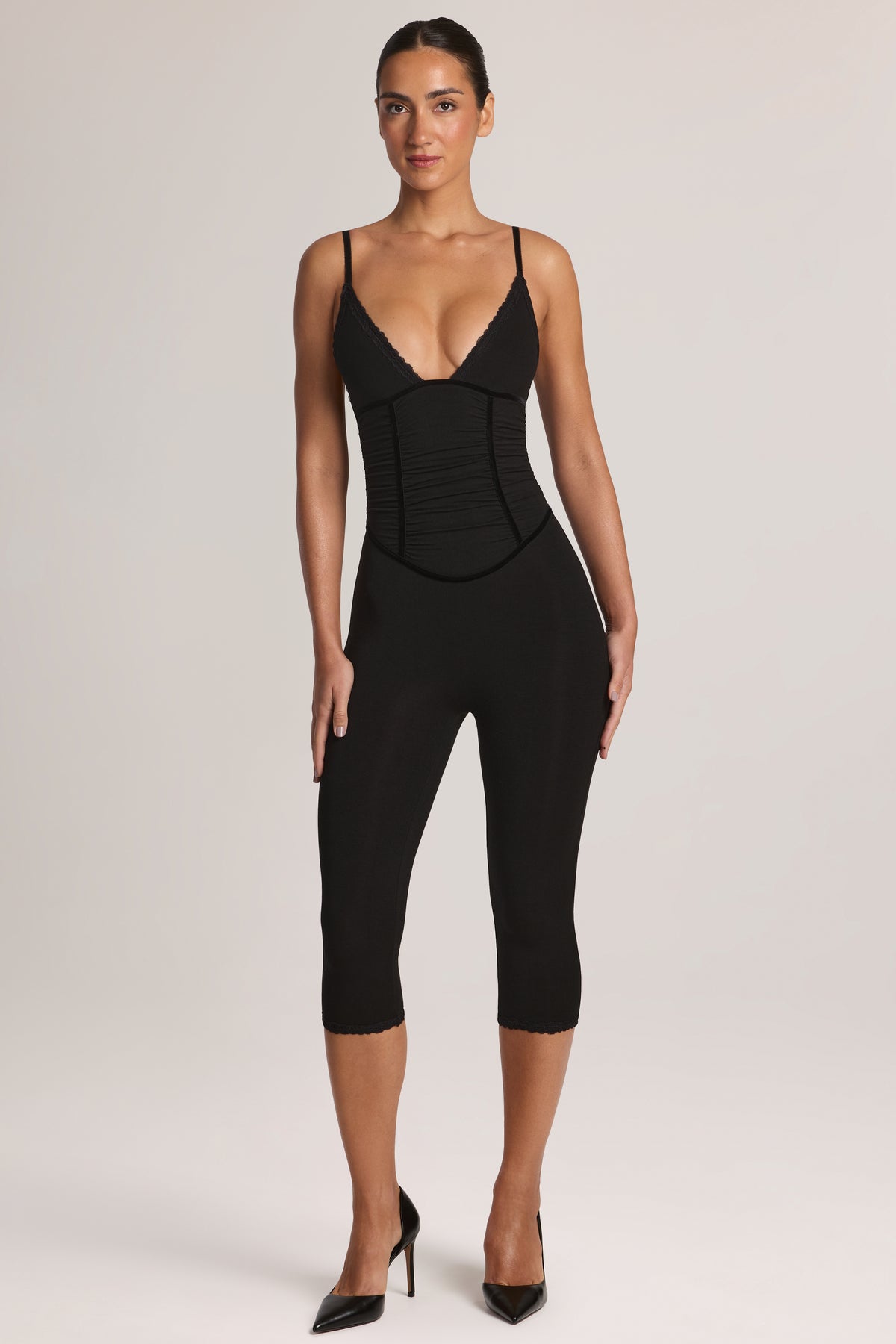Modal Capri Jumpsuit in Black