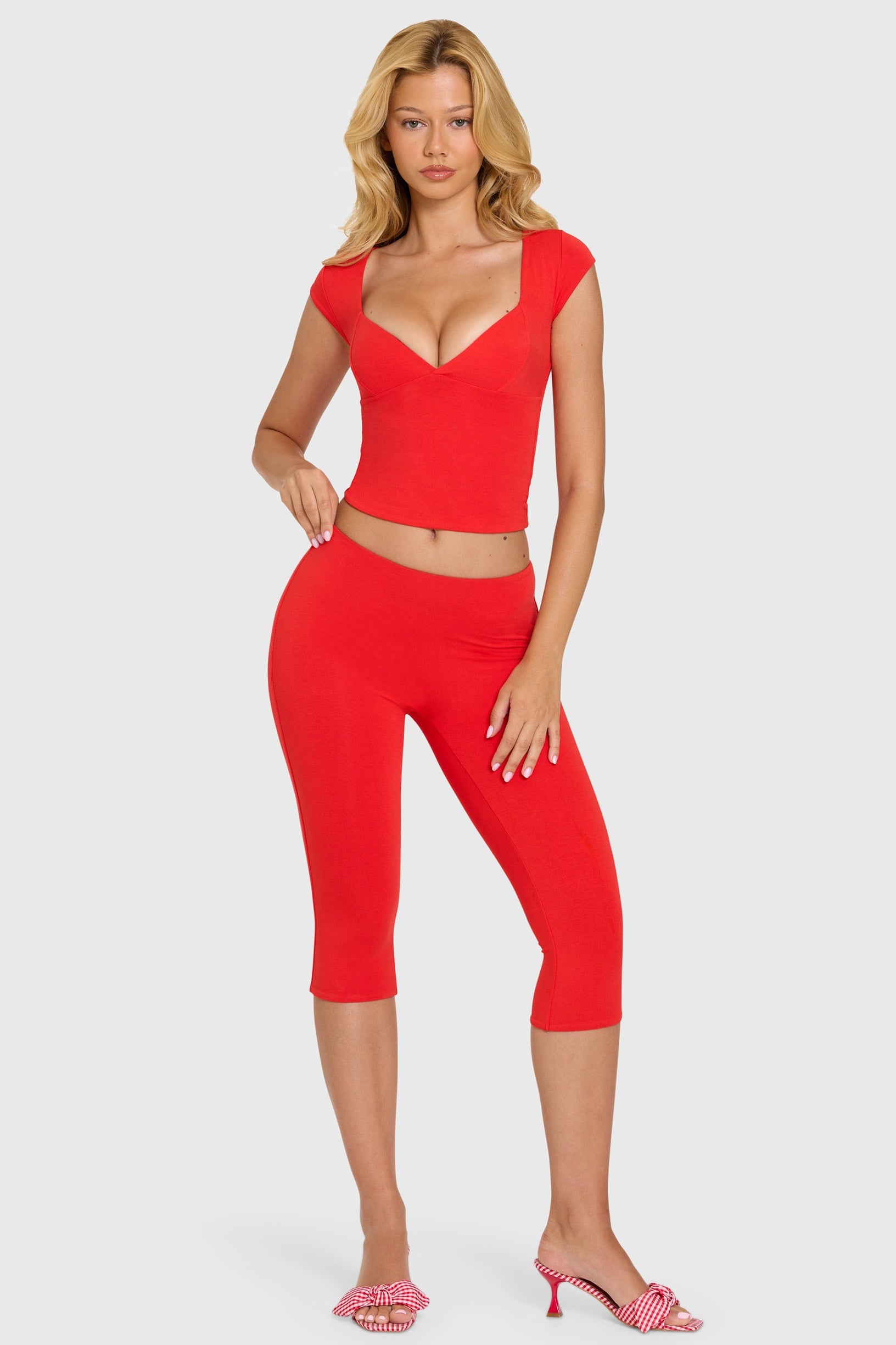 Modal Capri Leggings in Cherry - 1