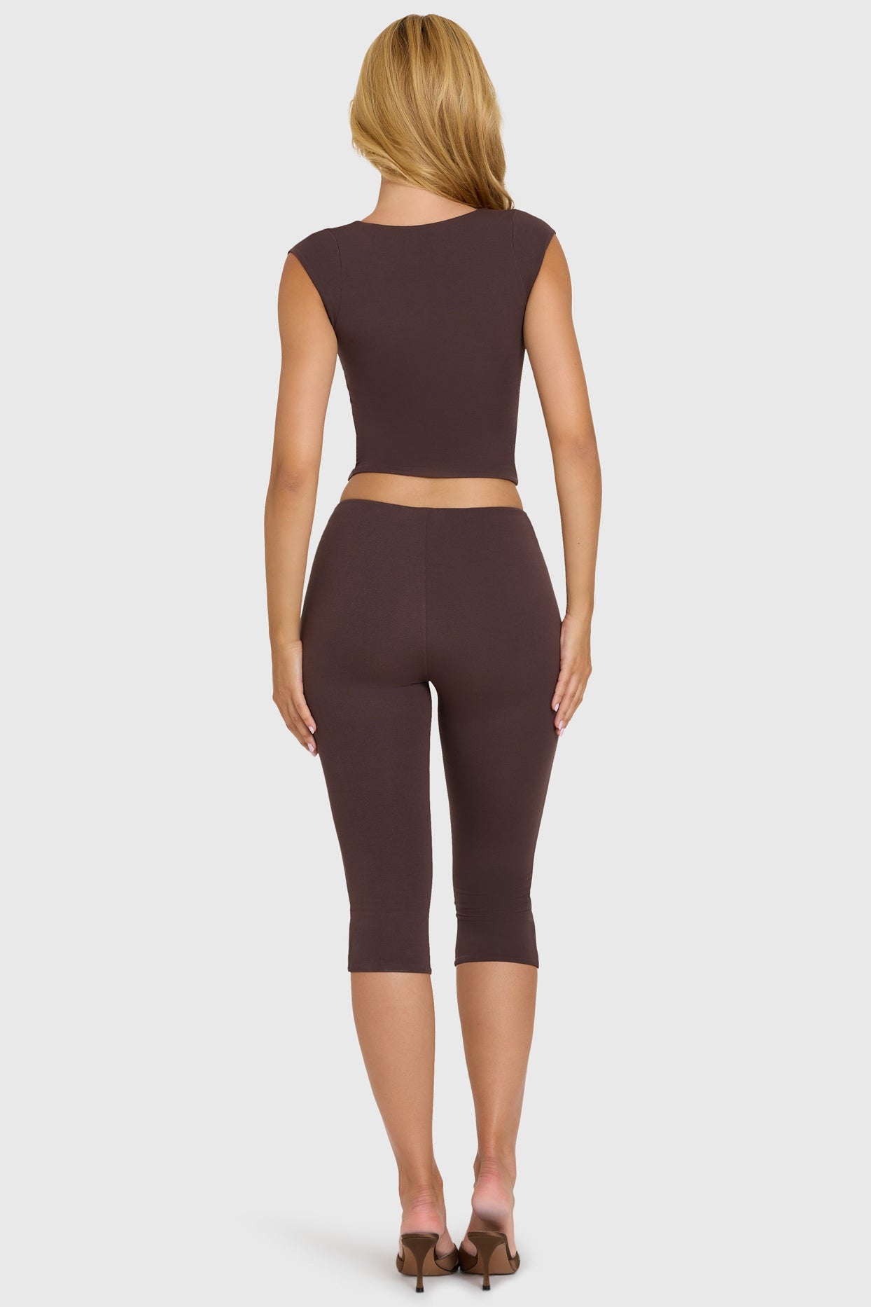 Modal Capri Leggings in Chocolate - 6