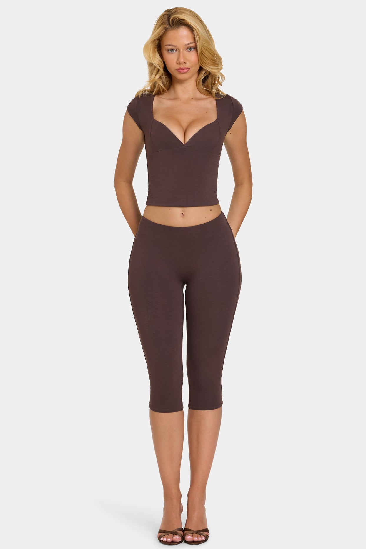 Modal Capri Leggings in Chocolate - 5