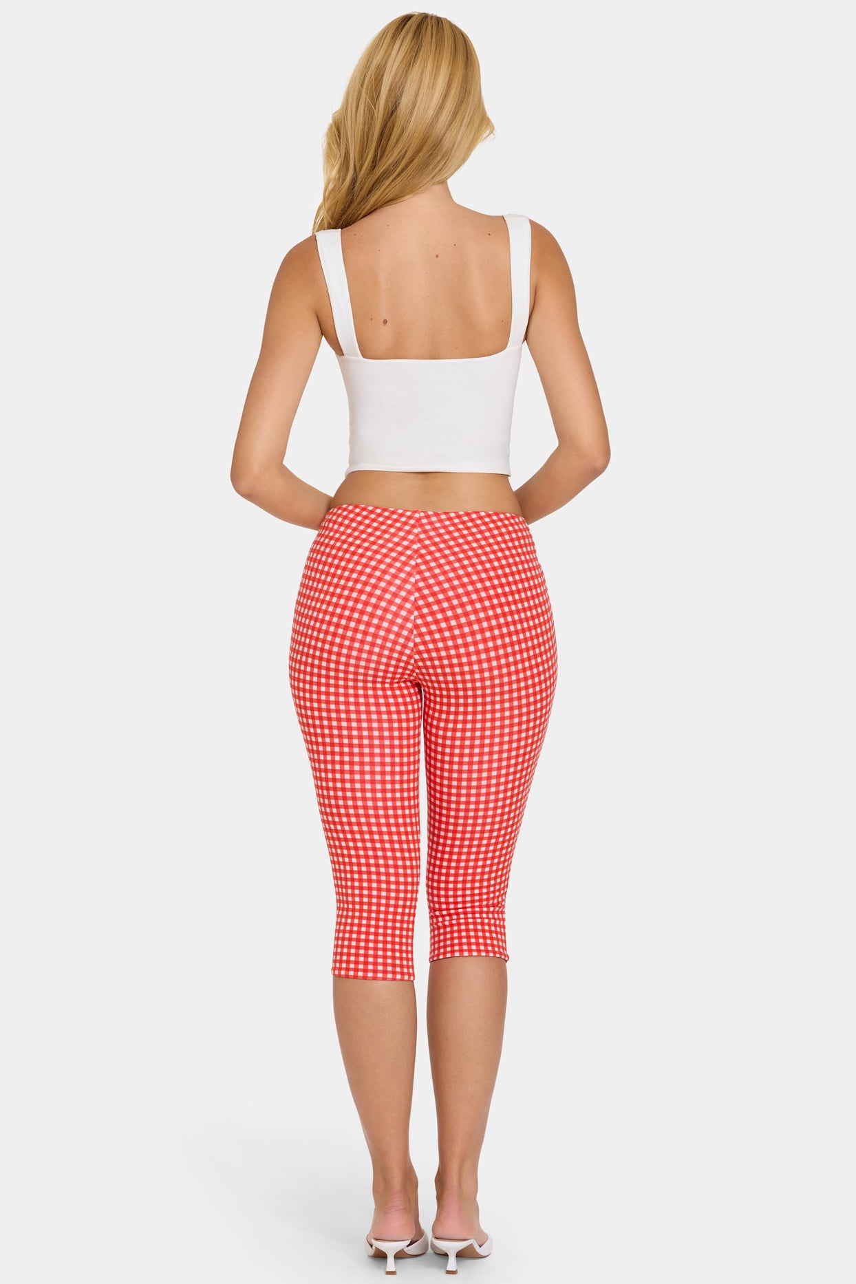 Modal Capri Leggings in Red Gingham - 6