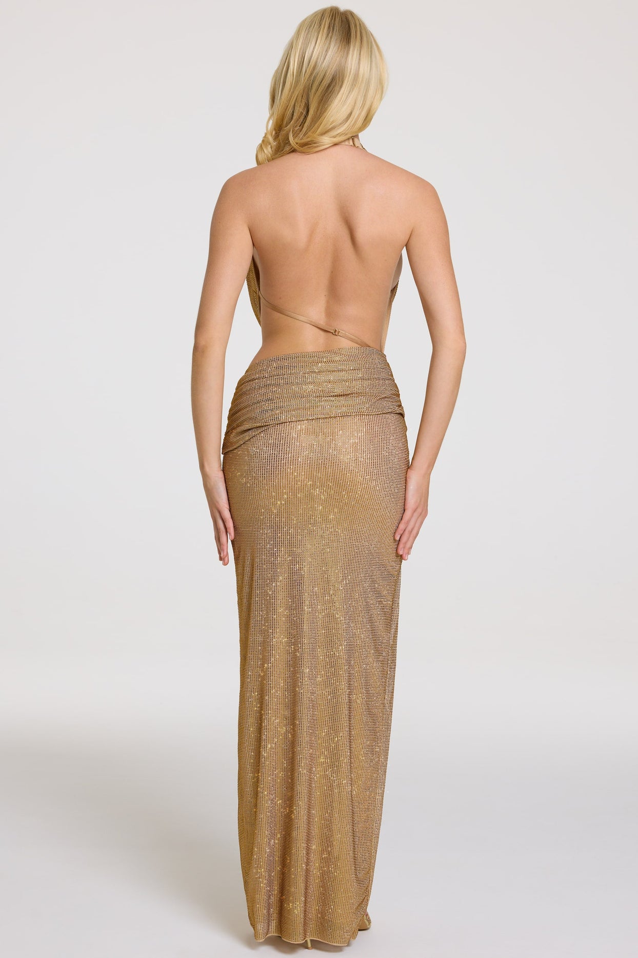 Embellished Maxi Dress in Gold - 6